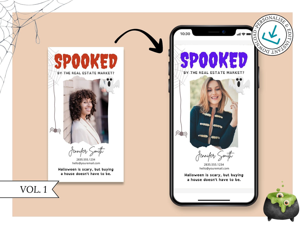Real Estate Spooked Digital Halloween Card - Digital card adding a touch of Halloween fun to client communications for a unique and engaging way to express seasonal wishes during the spooky season.