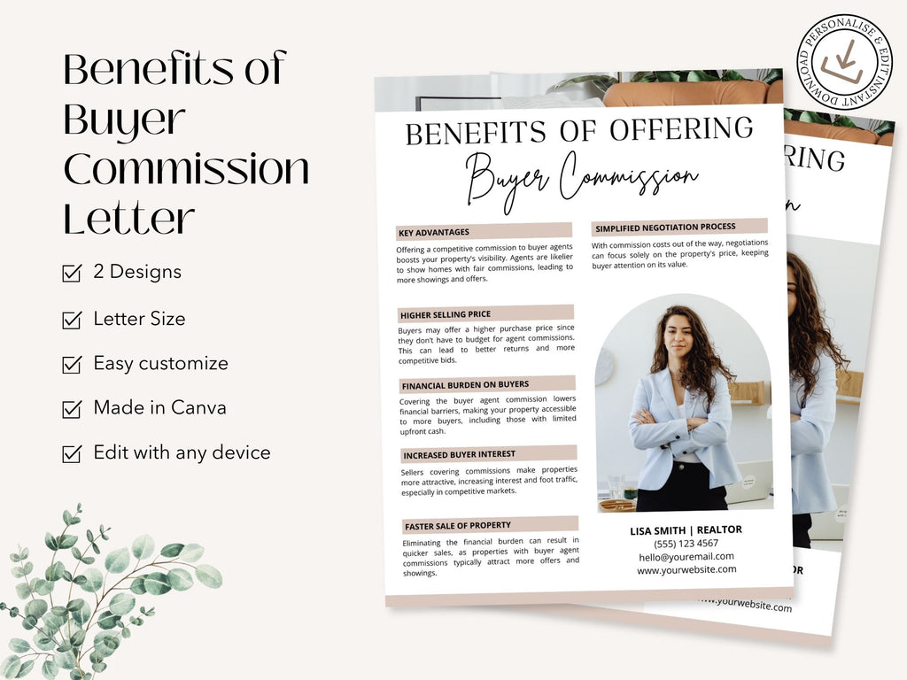 Benefits of Buyer Commission Letter template explaining advantages of offering buyer's agent
commission.
