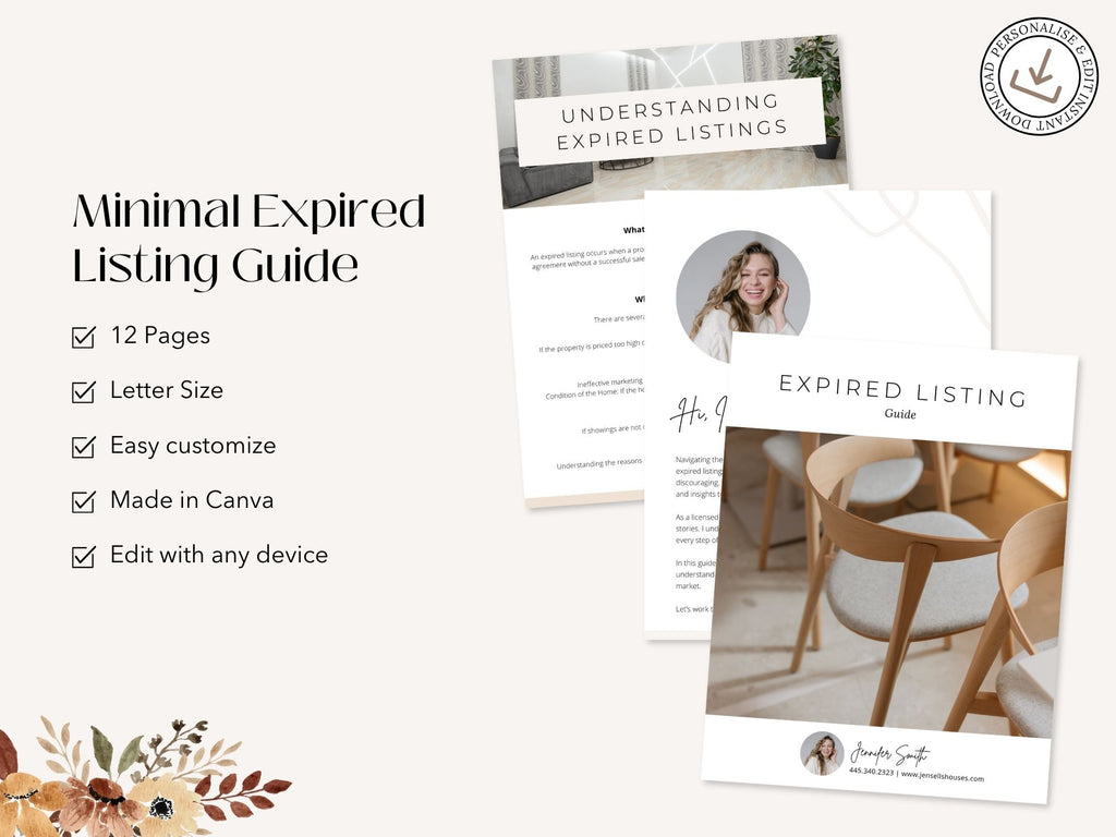 Minimal Expired Listing Guide offering strategies for realtors to reconnect with homeowners and convert expired listings into opportunities.