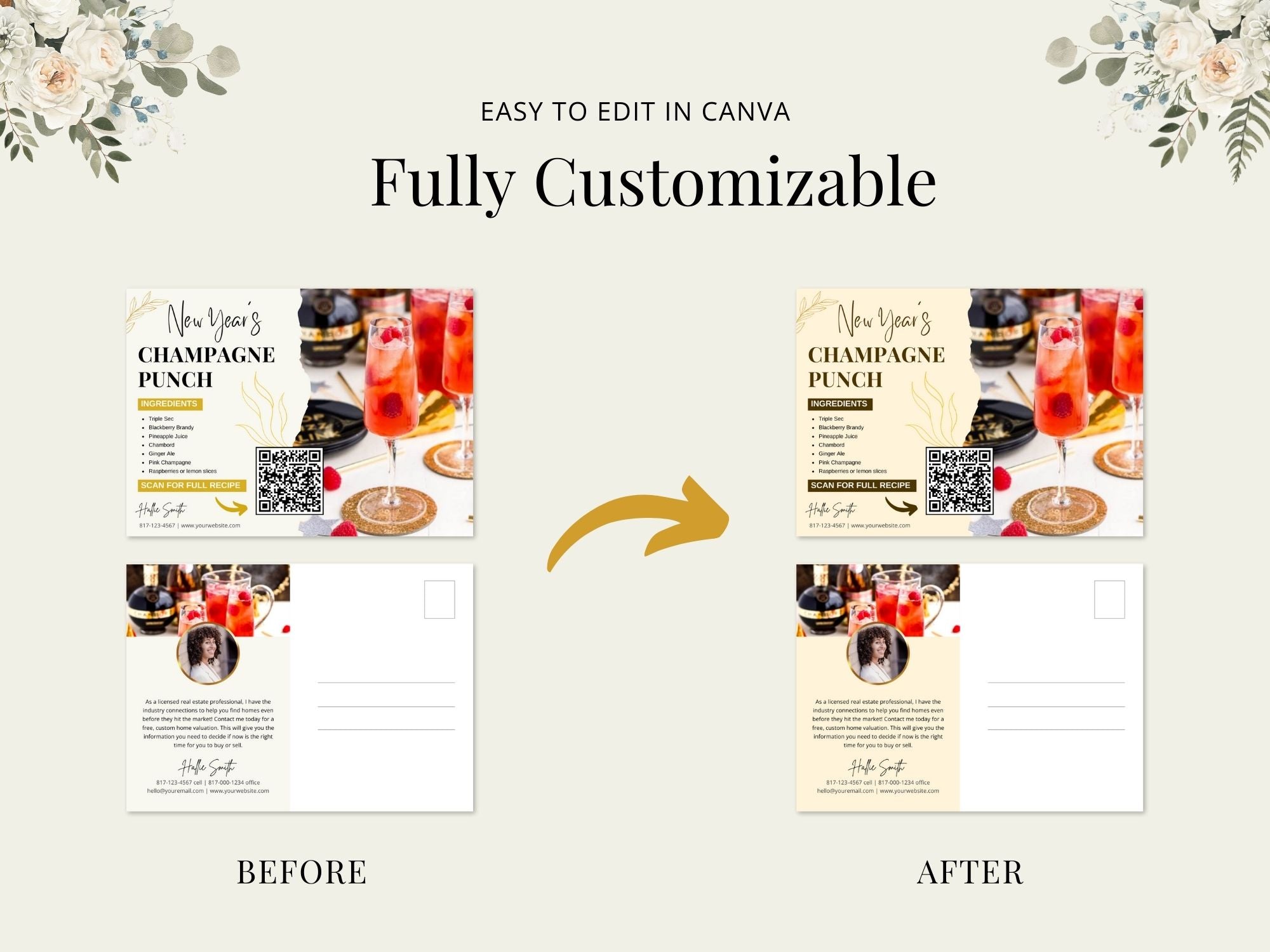 Real Estate New Year Recipe Postcard Bundle: Spreading Culinary Inspiration and Warm New Year Greetings to Clients and Prospects