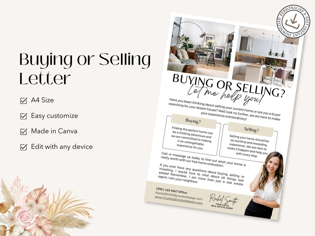 Buying or Selling Real Estate Letter Vol 03 - Professionally designed real estate letter template for impactful communication.