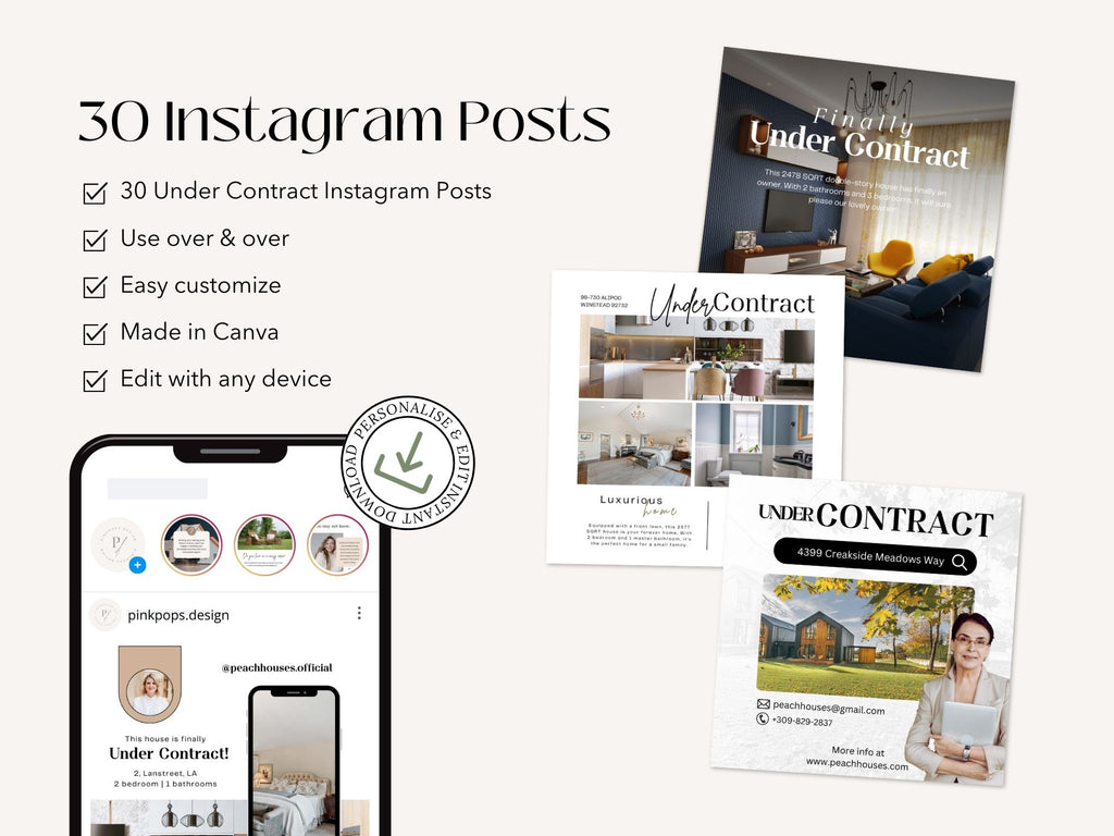 Under Contract Instagram Posts - Celebrate real estate successes with captivating visuals.