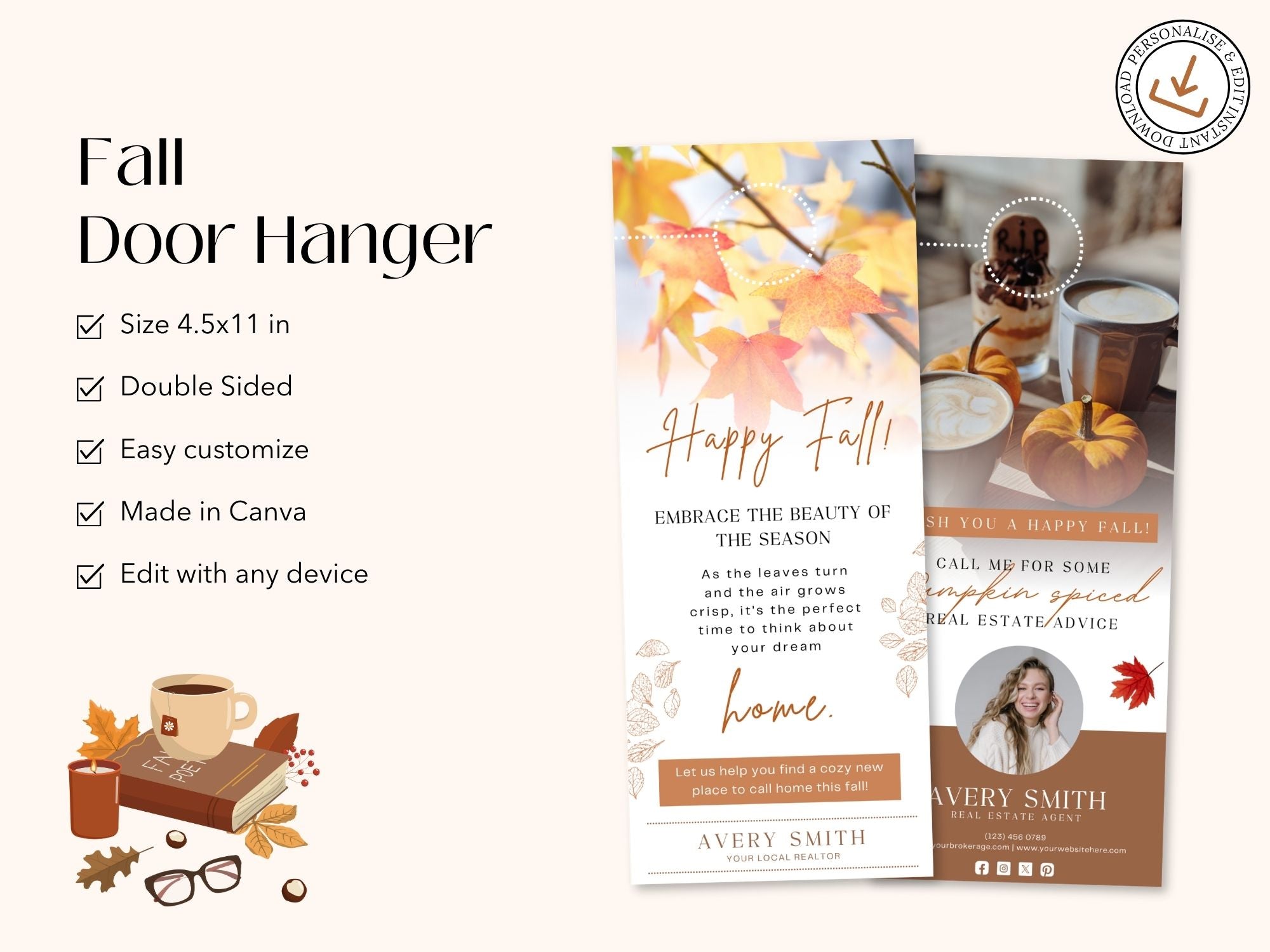Fall Door Hangers Vol 02 - Vibrant and seasonal door hangers for fall-themed marketing.