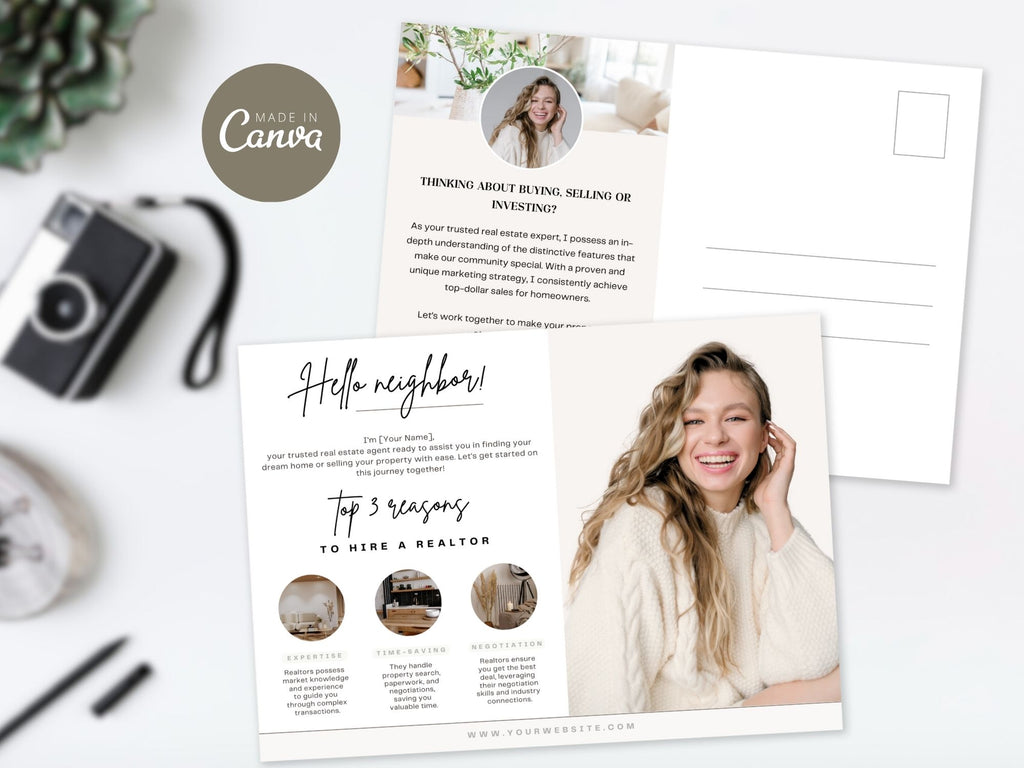 Work With Realtor Bundle - Essential marketing tools for realtors including postcard, flyer, and textable.