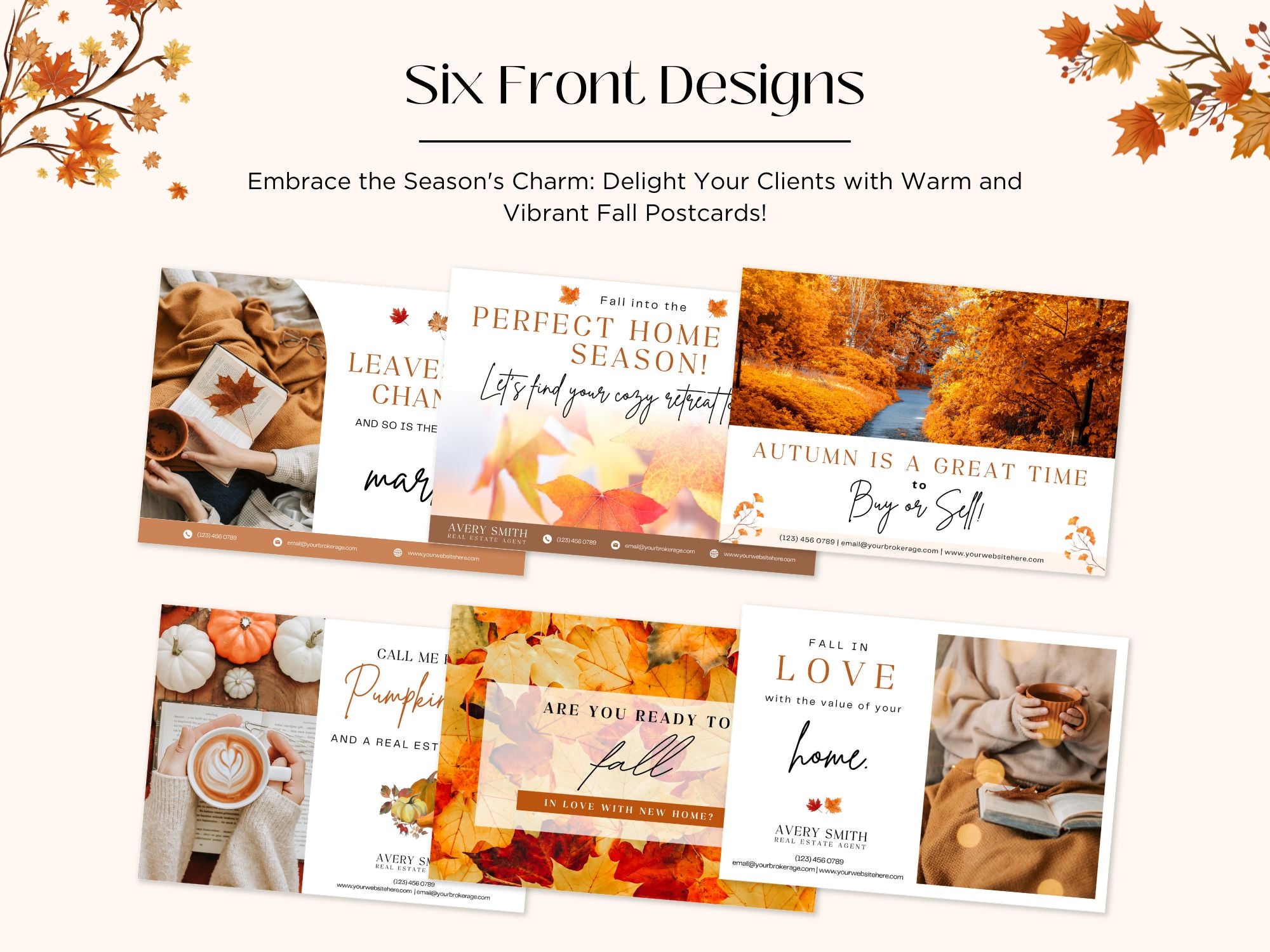 Fall Postcard Bundle Vol 02 - Autumn-themed postcards designed for real estate marketing.