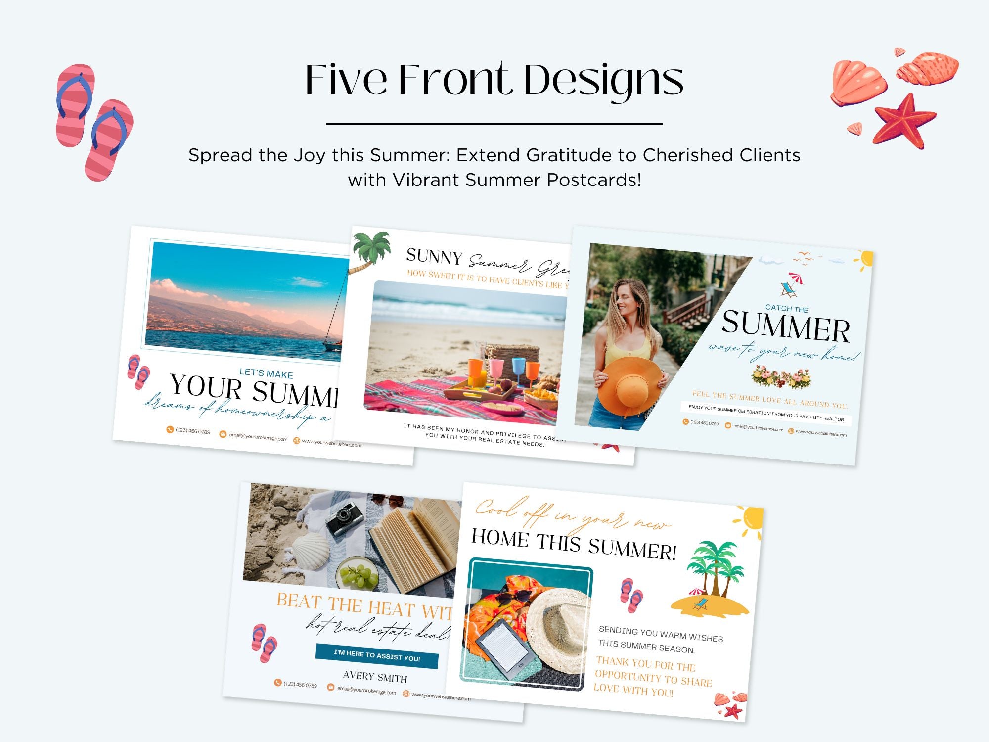 Summer Postcard Bundle - Vibrant designs perfect for staying connected with clients and prospects during the sunny season.