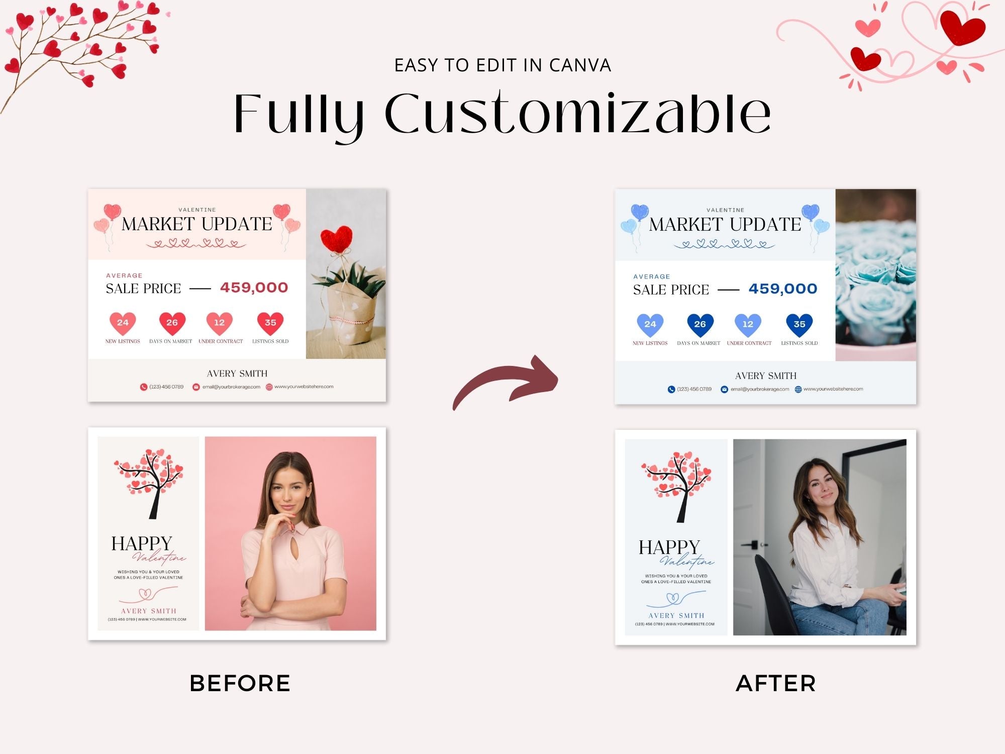 Valentine Market Update Postcard - Professionally designed real estate postcard combining market insights with a touch of Valentine's Day charm.