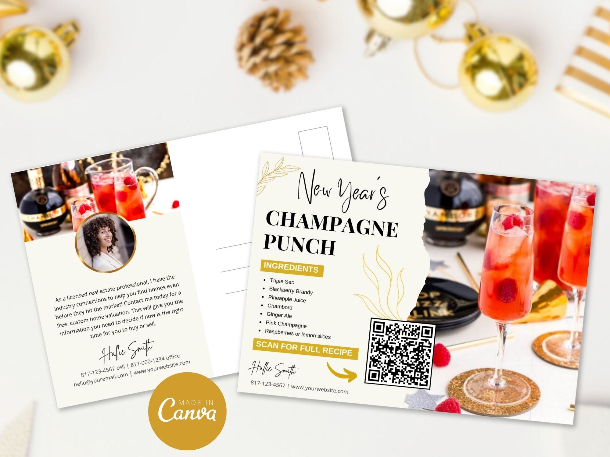 Real Estate New Year Recipe Postcard Bundle: Spreading Culinary Inspiration and Warm New Year Greetings to Clients and Prospects