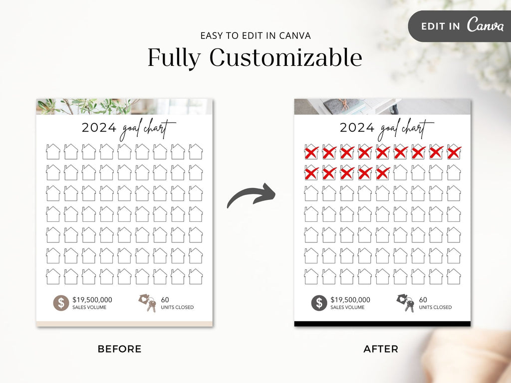 Real Estate 2024 Realtor Goal Chart - Comprehensive chart for goal setting and tracking, providing a motivational and practical tool for achieving real estate milestones in the year 2024.