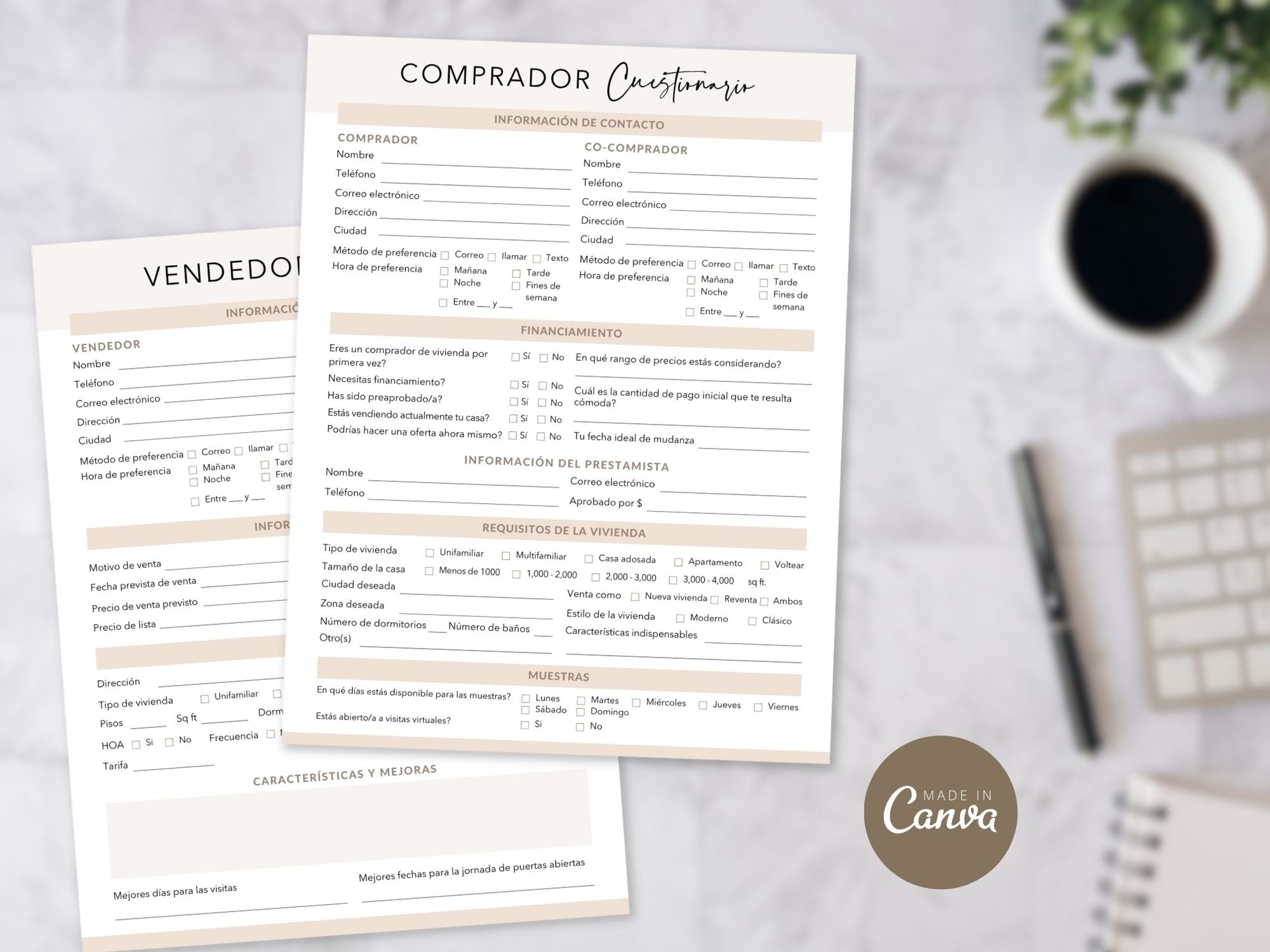 Spanish Buyer and Seller Questionnaire Bundle - Essential tools for effective communication with Spanish-speaking clients.