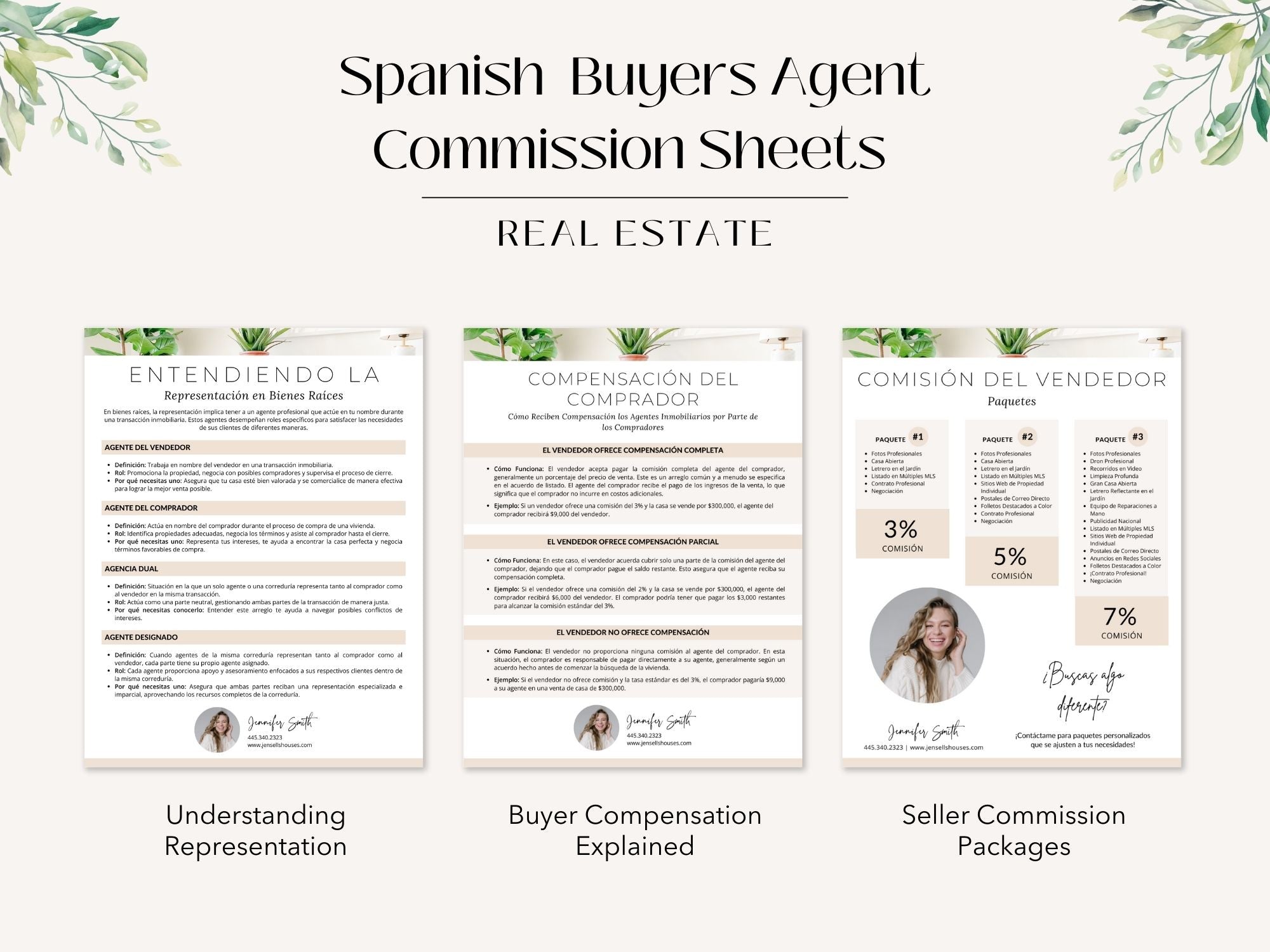 Spanish Buyer Agent Commission Sheets Vol 01 - Real estate commission and representation
sheets in Spanish for agents and clients.