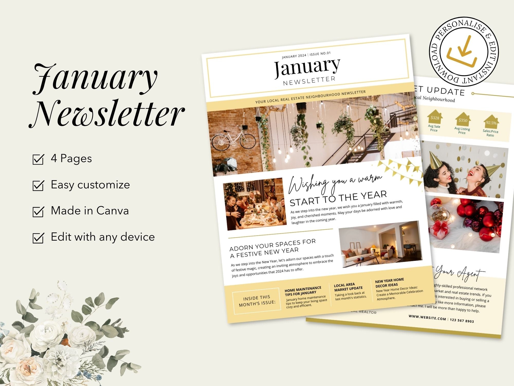 Real Estate Minimal January Newsletter 2024: Sharing Elegant and Informative Real Estate Insights with Clients and the Community in 2024