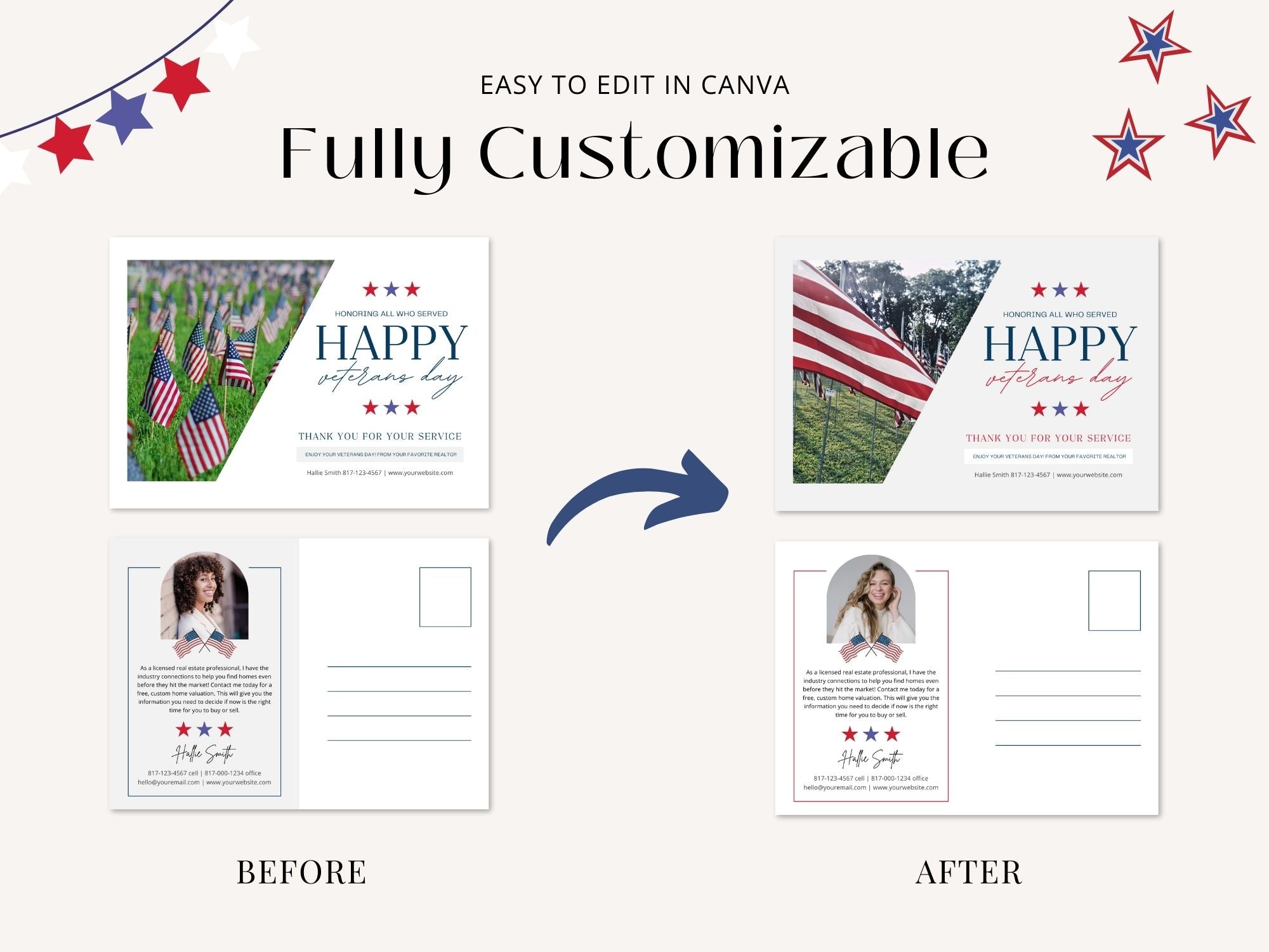 Real Estate Veterans Day Postcard Vol 01 - Specially crafted postcard honoring Veterans Day, expressing gratitude and celebrating service with a beautifully designed real estate marketing card.