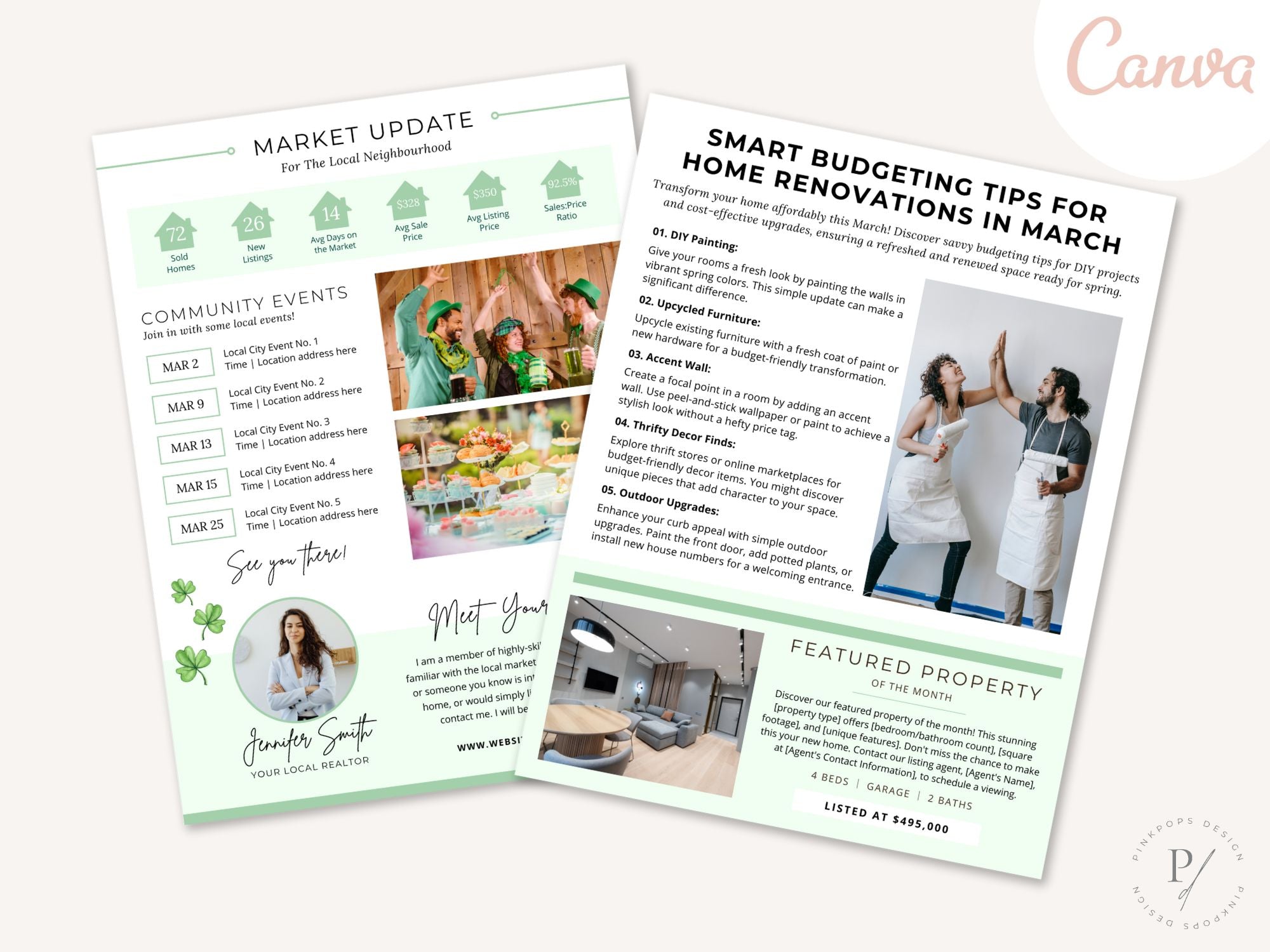 Minimal March Newsletter 2024 - Professionally designed real estate newsletter template with a clean and modern aesthetic.