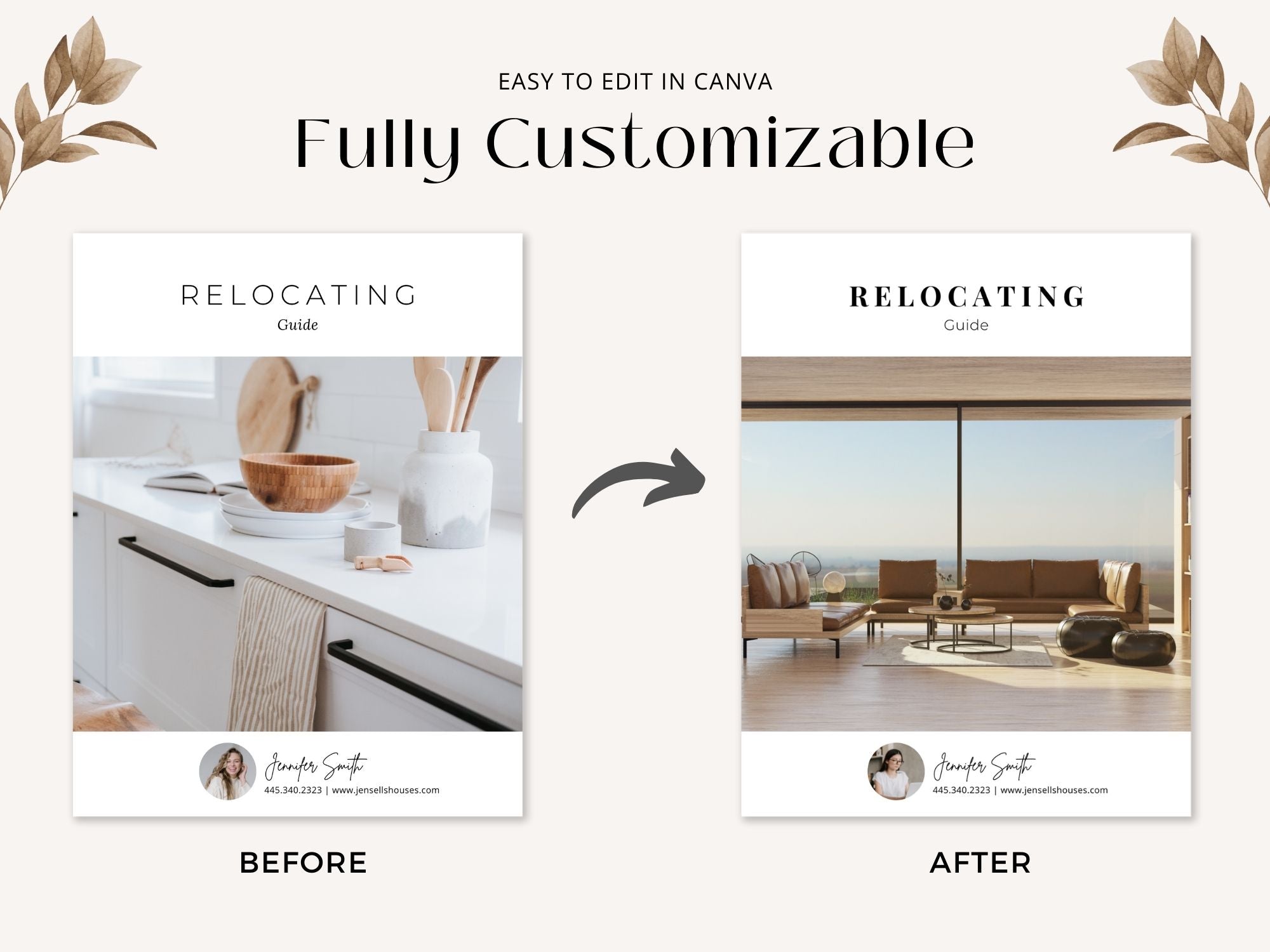 Minimal Relocating Guide template offering tips and assistance for homebuyers relocating.