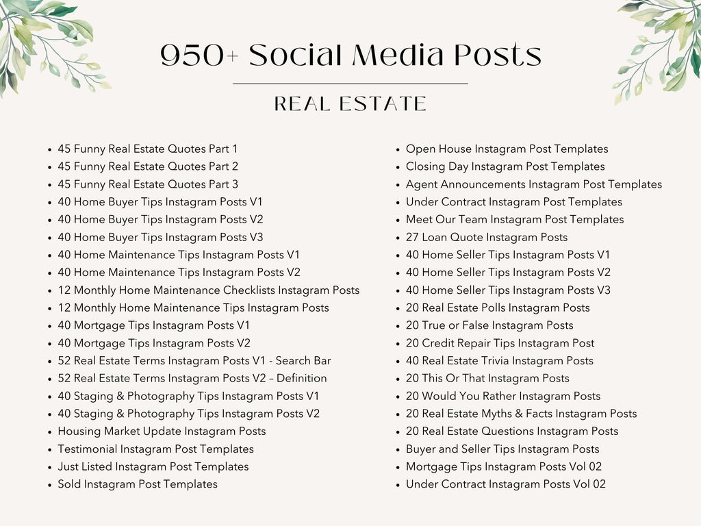  Social Media Posts Bundle- Engaging templates for real estate marketing.