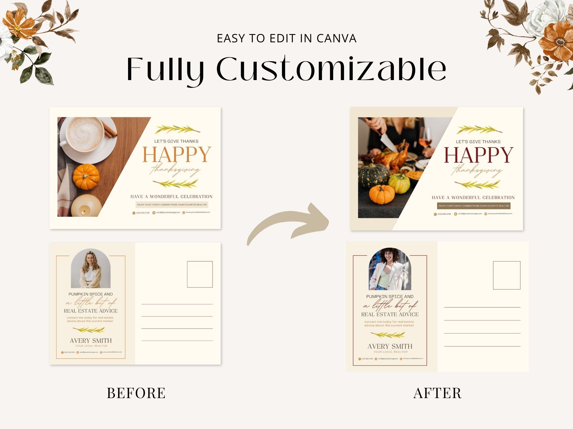 Real Estate Thanksgiving Postcard Vol 01 - Beautifully crafted postcard for expressing gratitude and conveying warm wishes during the Thanksgiving holiday season