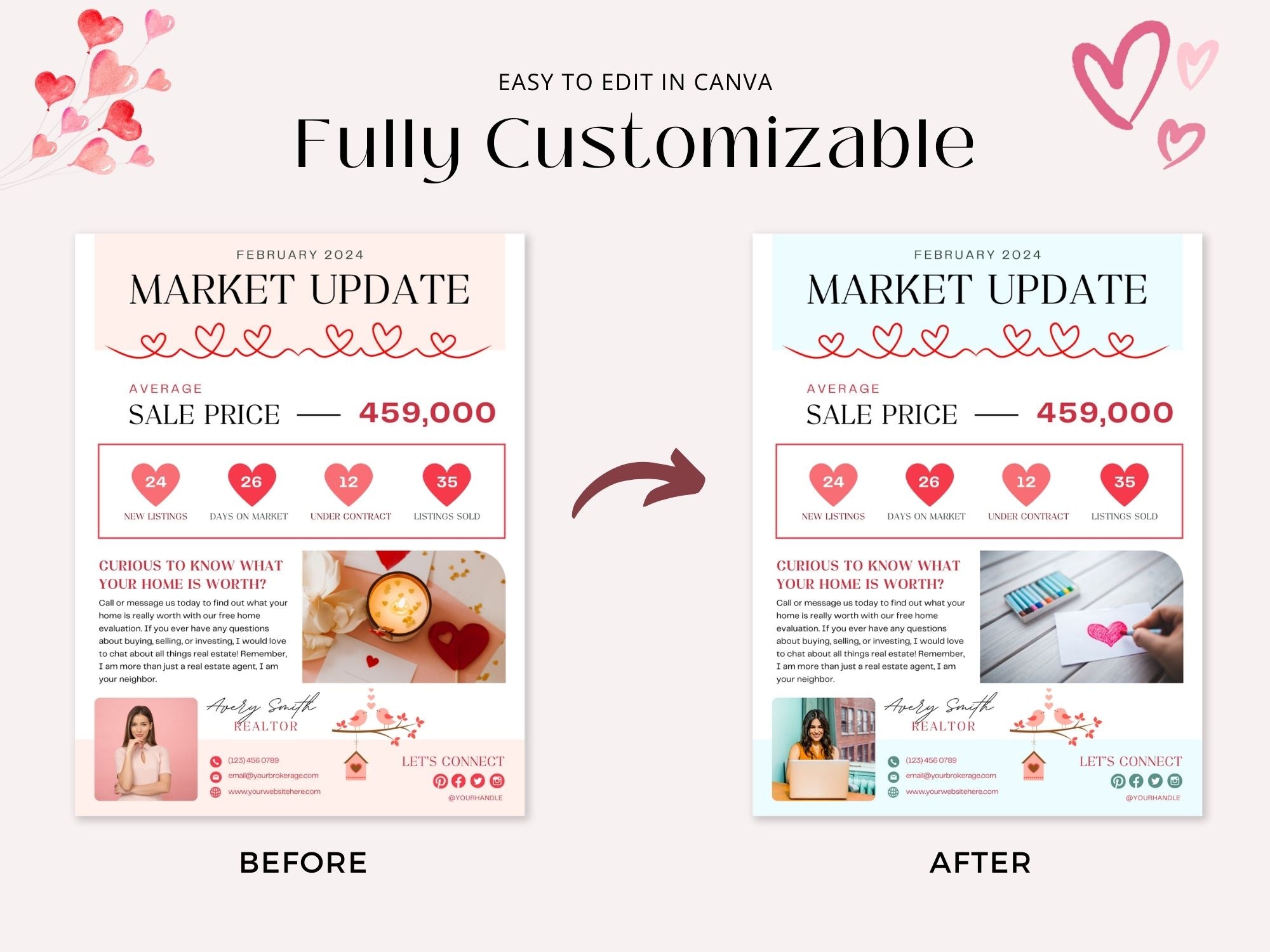 Valentine Market Update Flyer - Professionally designed real estate flyer with Valentine's charm for effective client communication.