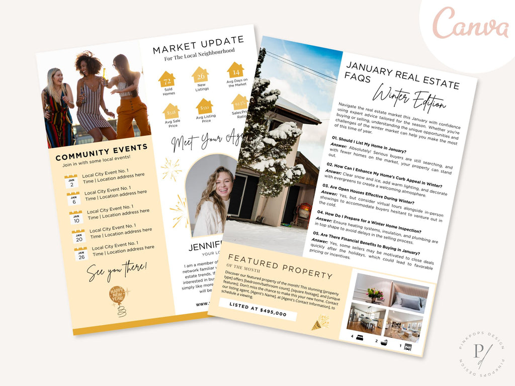 January Newsletter 2025 featuring real estate updates, tips, and trends for client engagement.
