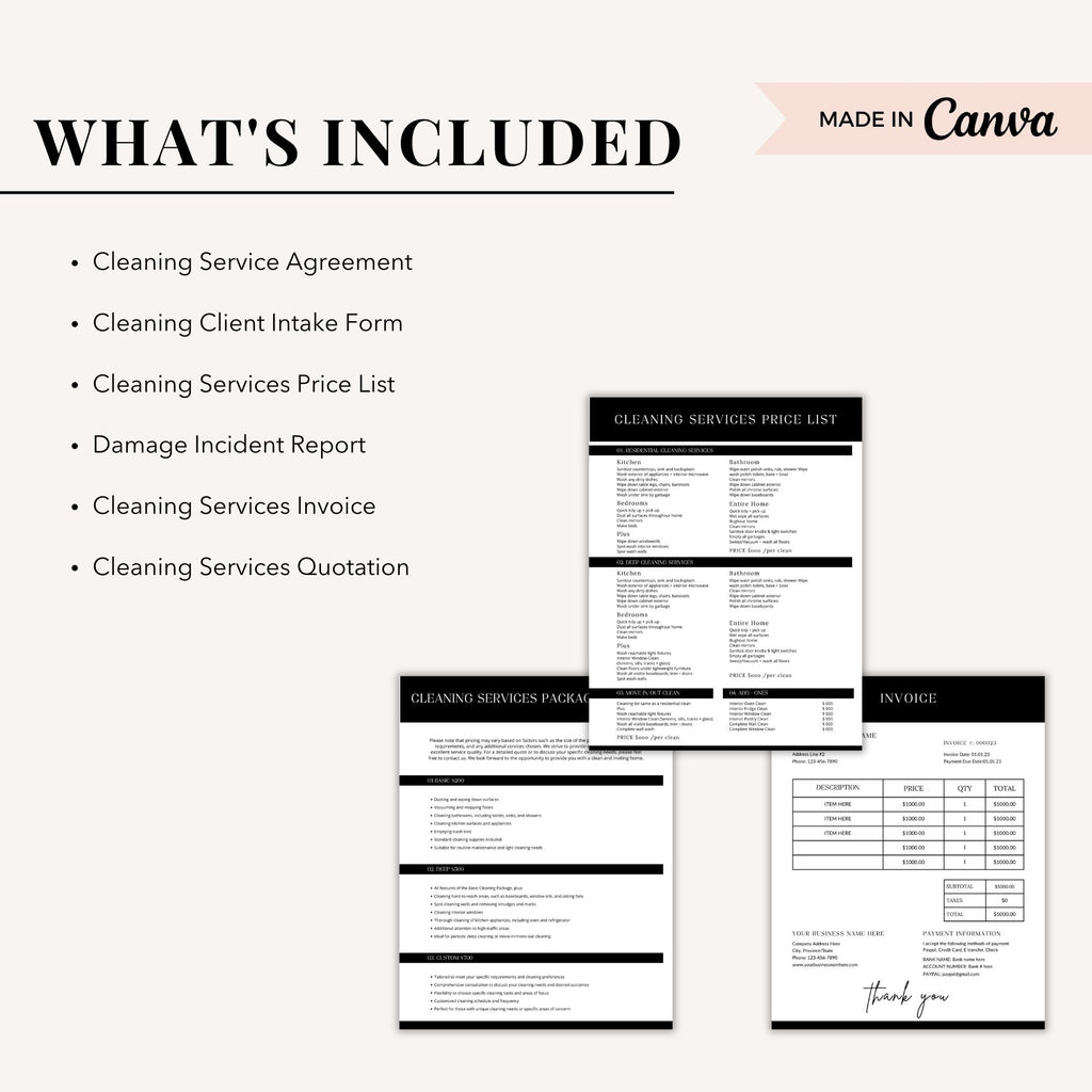 Black Cleaning Services Form Bundle