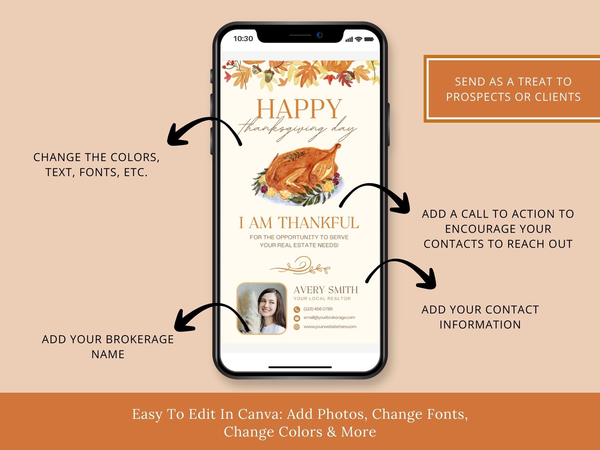 Real Estate Thanksgiving Digital Card Vol 01 - Beautifully designed digital card for expressing gratitude and fostering client connections in the spirit of the Thanksgiving holiday season.