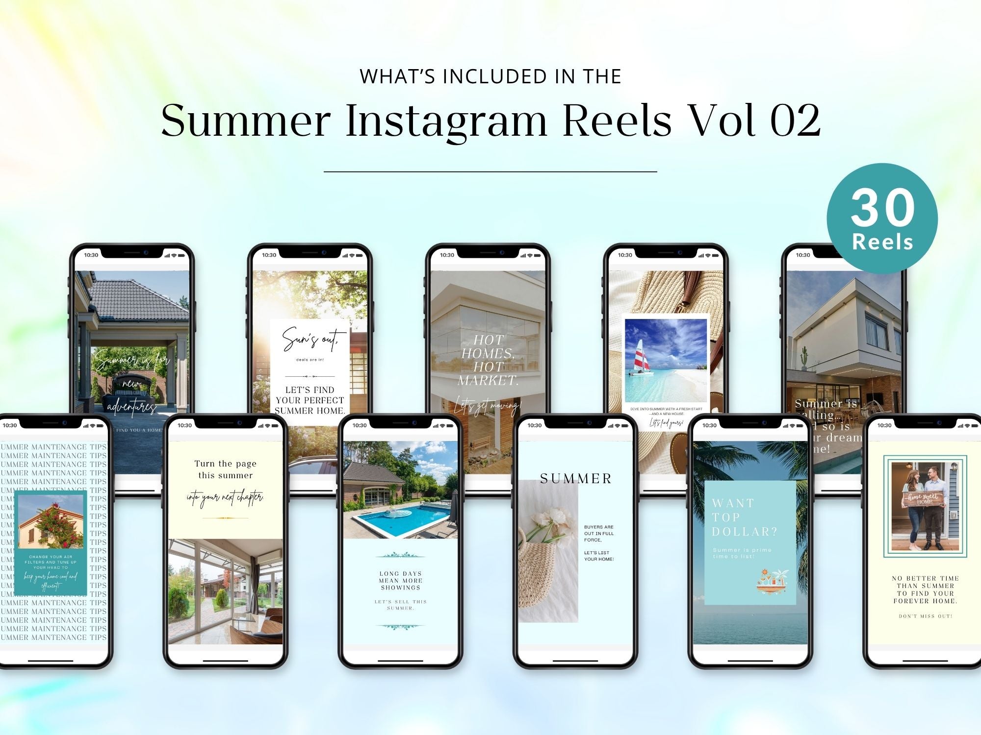 Instagram reel templates for real estate agents with summer themes