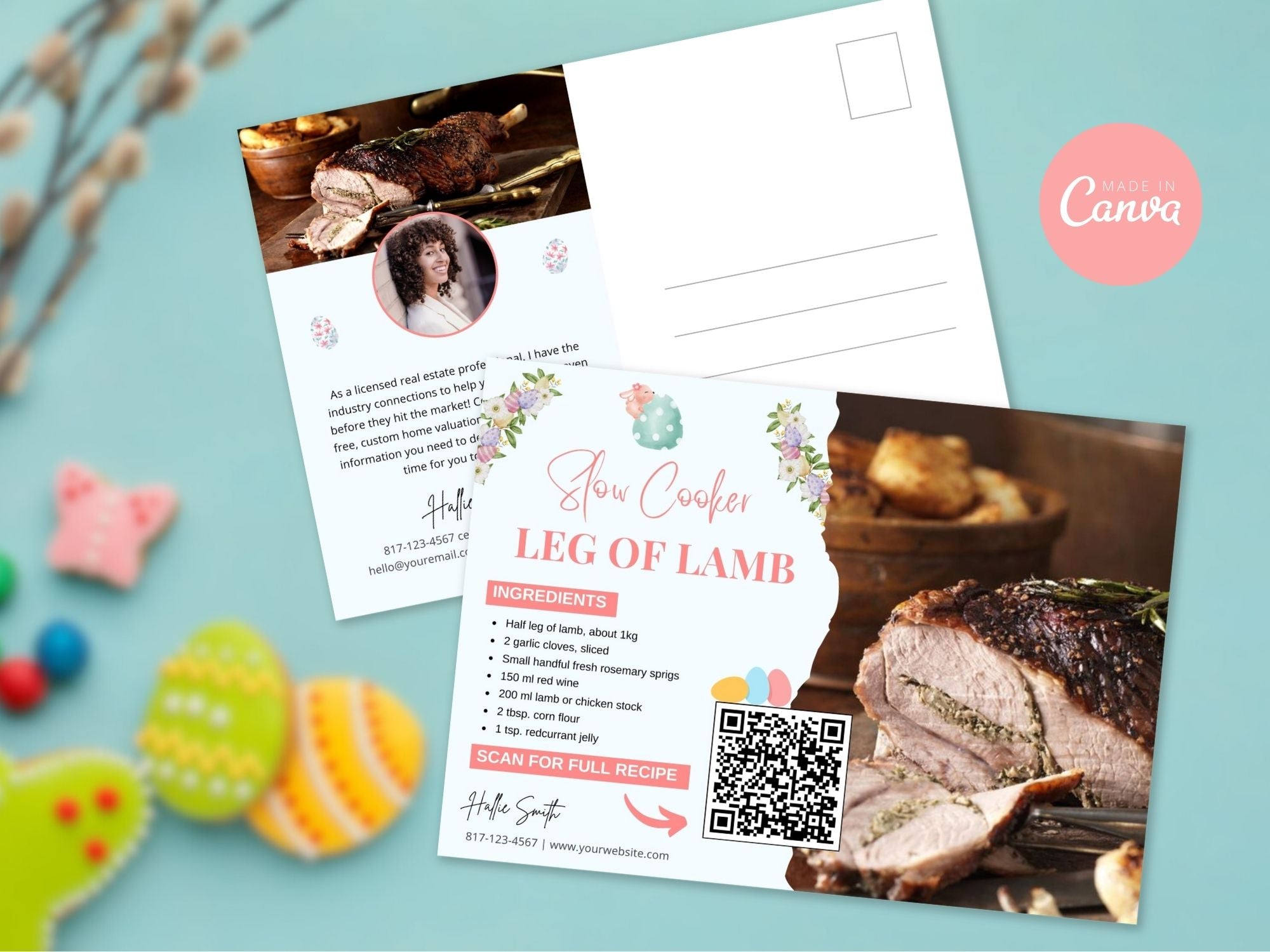Easter Recipe Postcard Bundle - Professionally designed real estate postcards featuring mouthwatering Easter recipes.