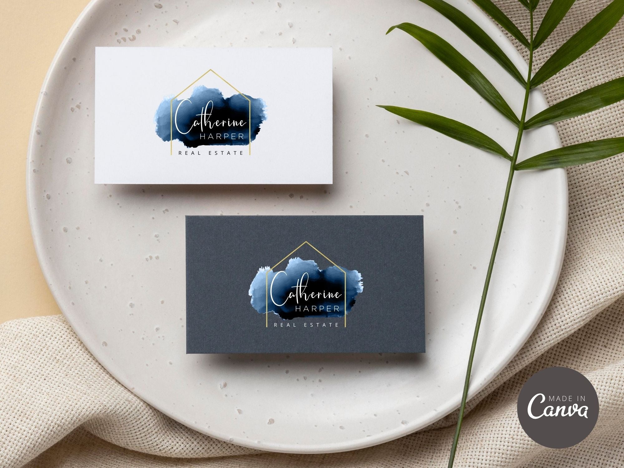 Catherine Harper Navy Logo Template - Minimalist navy logo designed for real estate professionals.