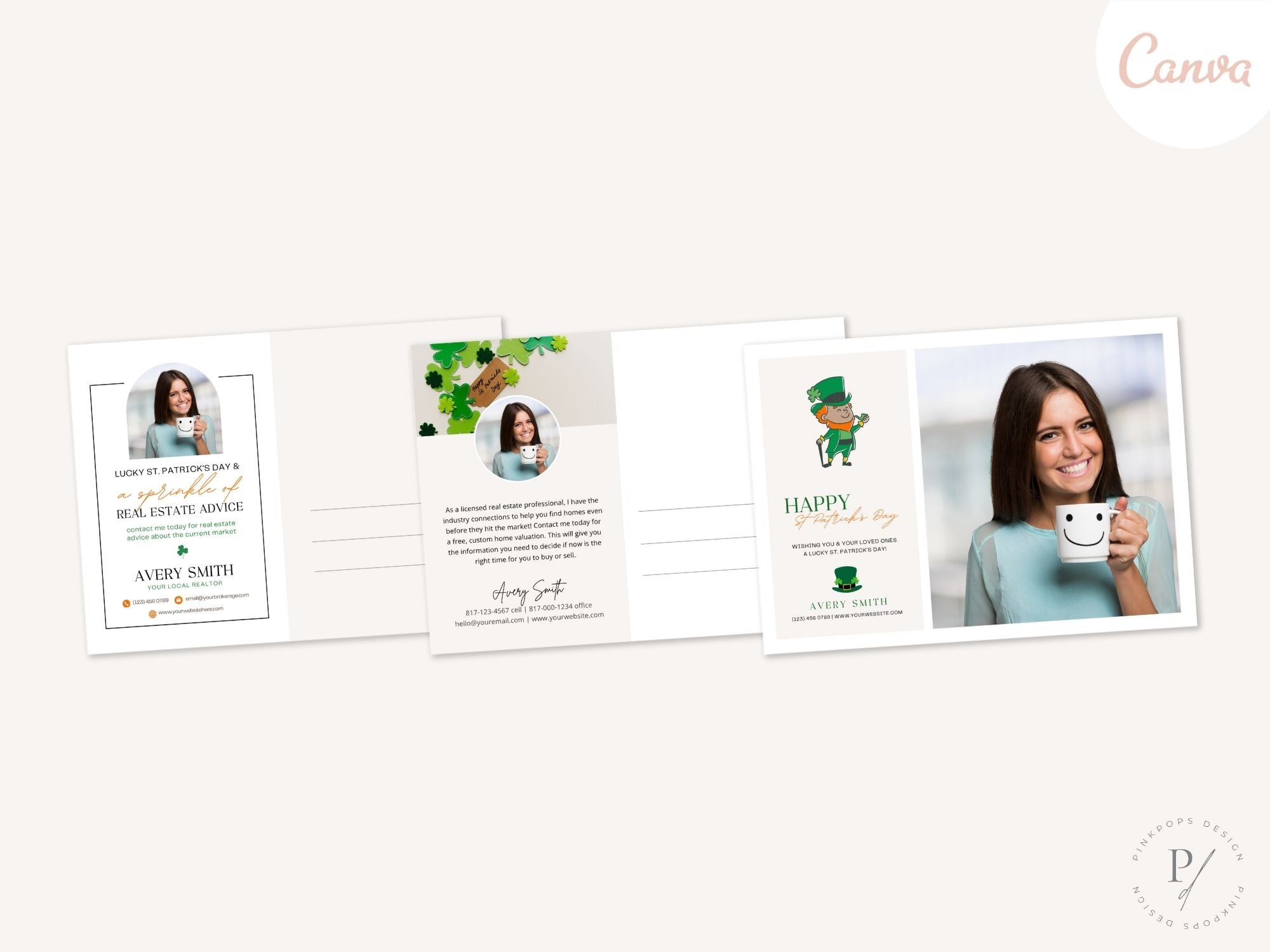 St. Patrick's Day Postcard Bundle - Eye-catching postcards for real estate marketing with Irish-themed charm and professional aesthetics.