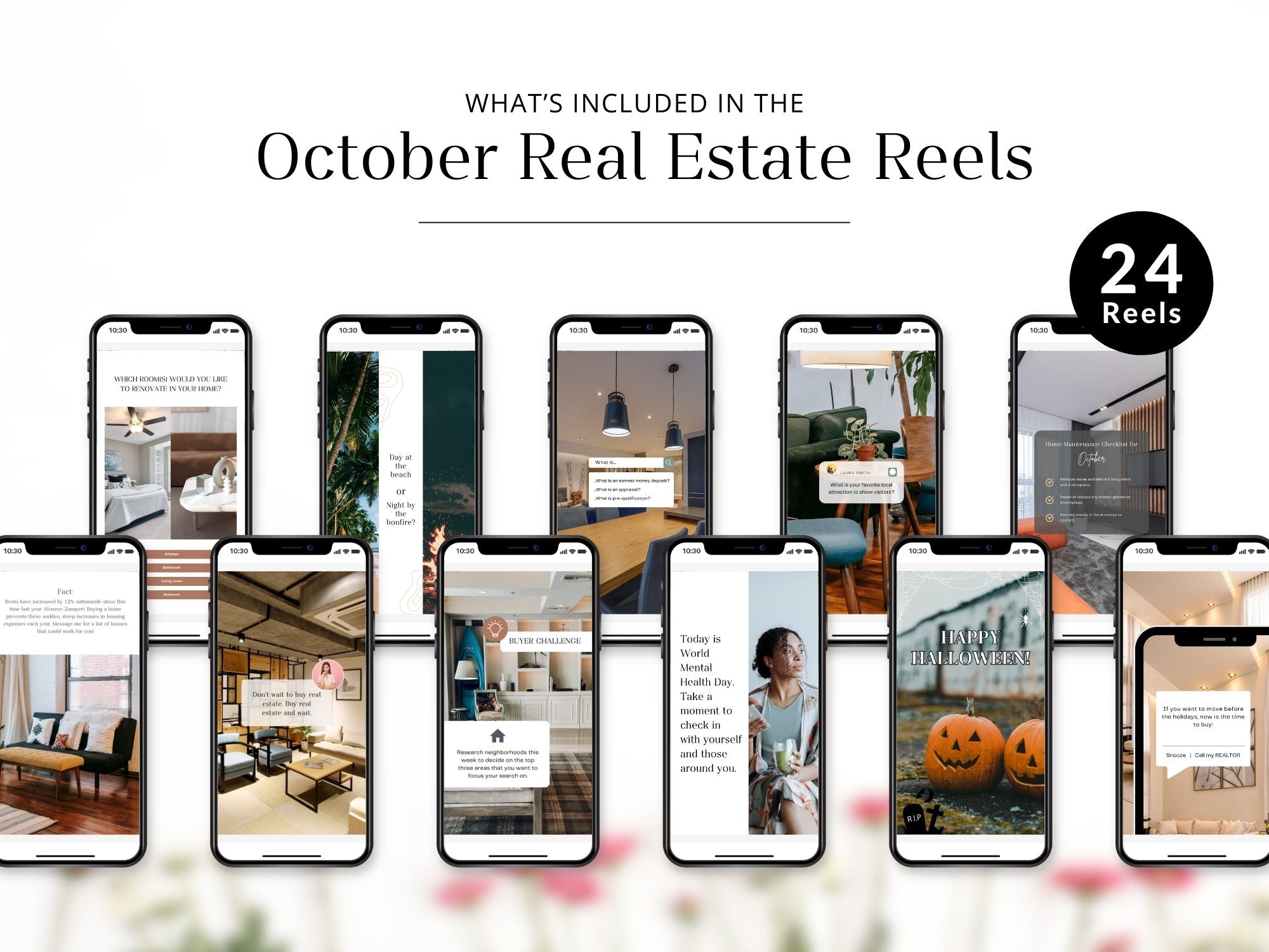 October Real Estate Social Media Reels template featuring engaging content for promoting
listings and market updates.