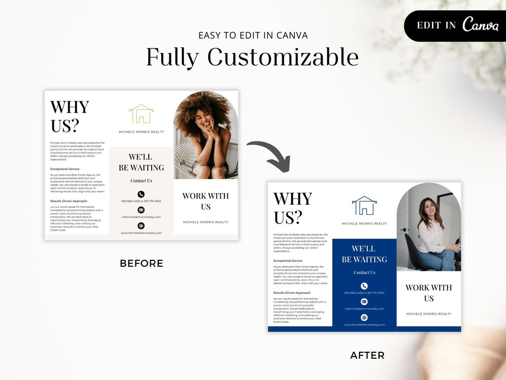 "Why Work With Us" Trifold Brochure - Beige - Professionally designed real estate brochure showcasing the advantages of choosing our services.