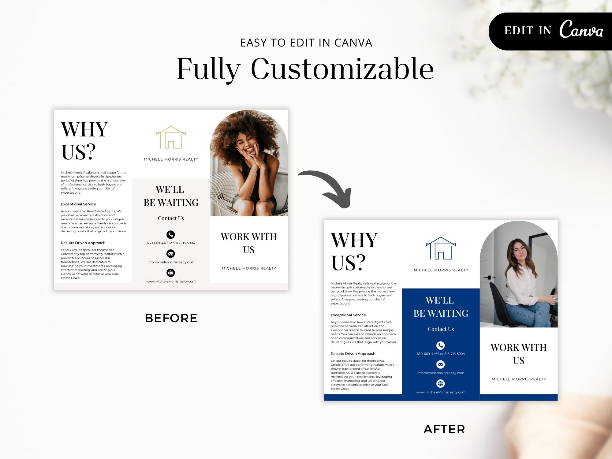 "Why Work With Us" Trifold Brochure - Beige - Professionally designed real estate brochure showcasing the advantages of choosing our services.