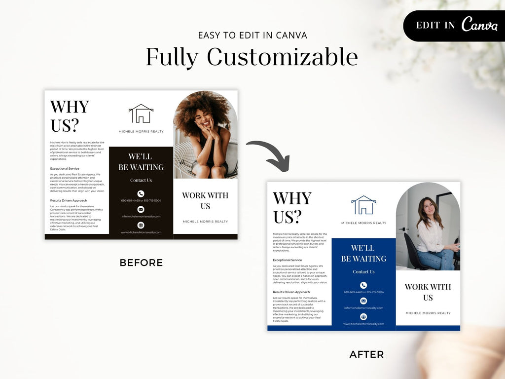 Why Work With Us Trifold Brochure - Black - Professionally designed real estate brochure showcasing the advantages of choosing our services.