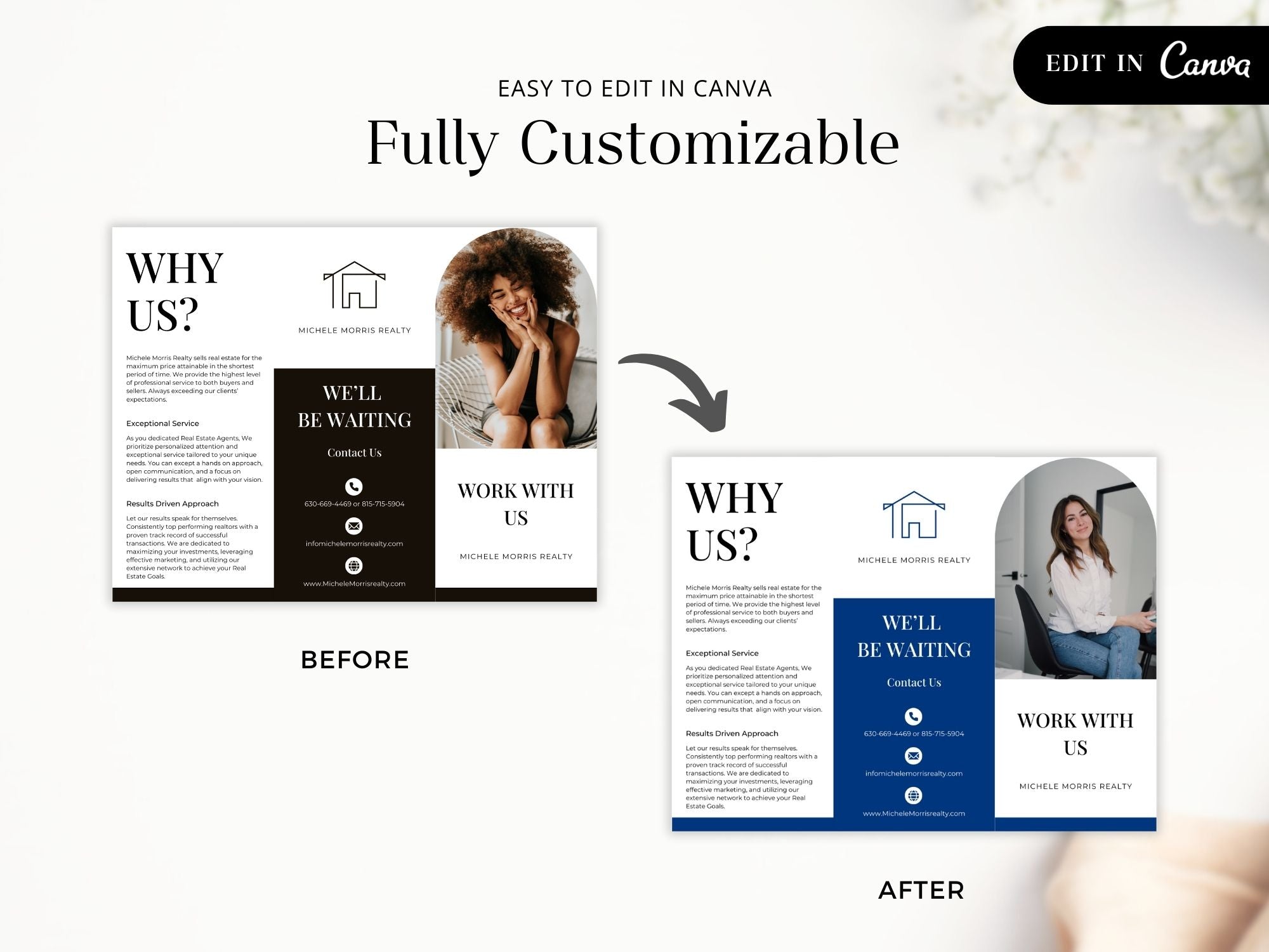 Why Work With Us Trifold Brochure - Black - Professionally designed real estate brochure showcasing the advantages of choosing our services.