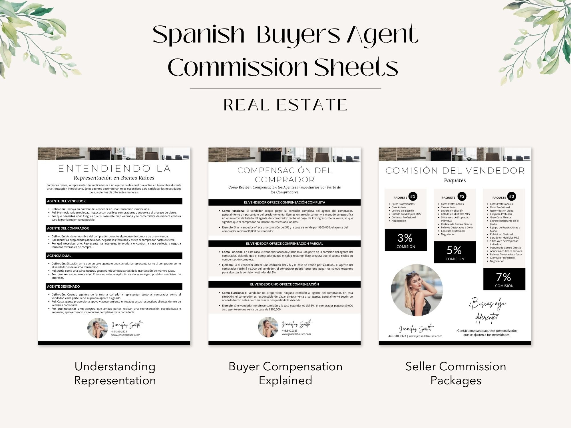 Spanish Buyer Agent Commission Sheets Vol 02 - Real estate commission and representation
sheets in Spanish for agents and clients.