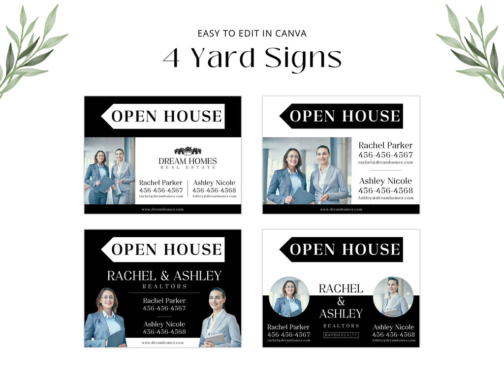 Black Multiple Agents Open House Sign (18 x 24)- Sleek and durable sign for promoting open  houses with multiple agents.