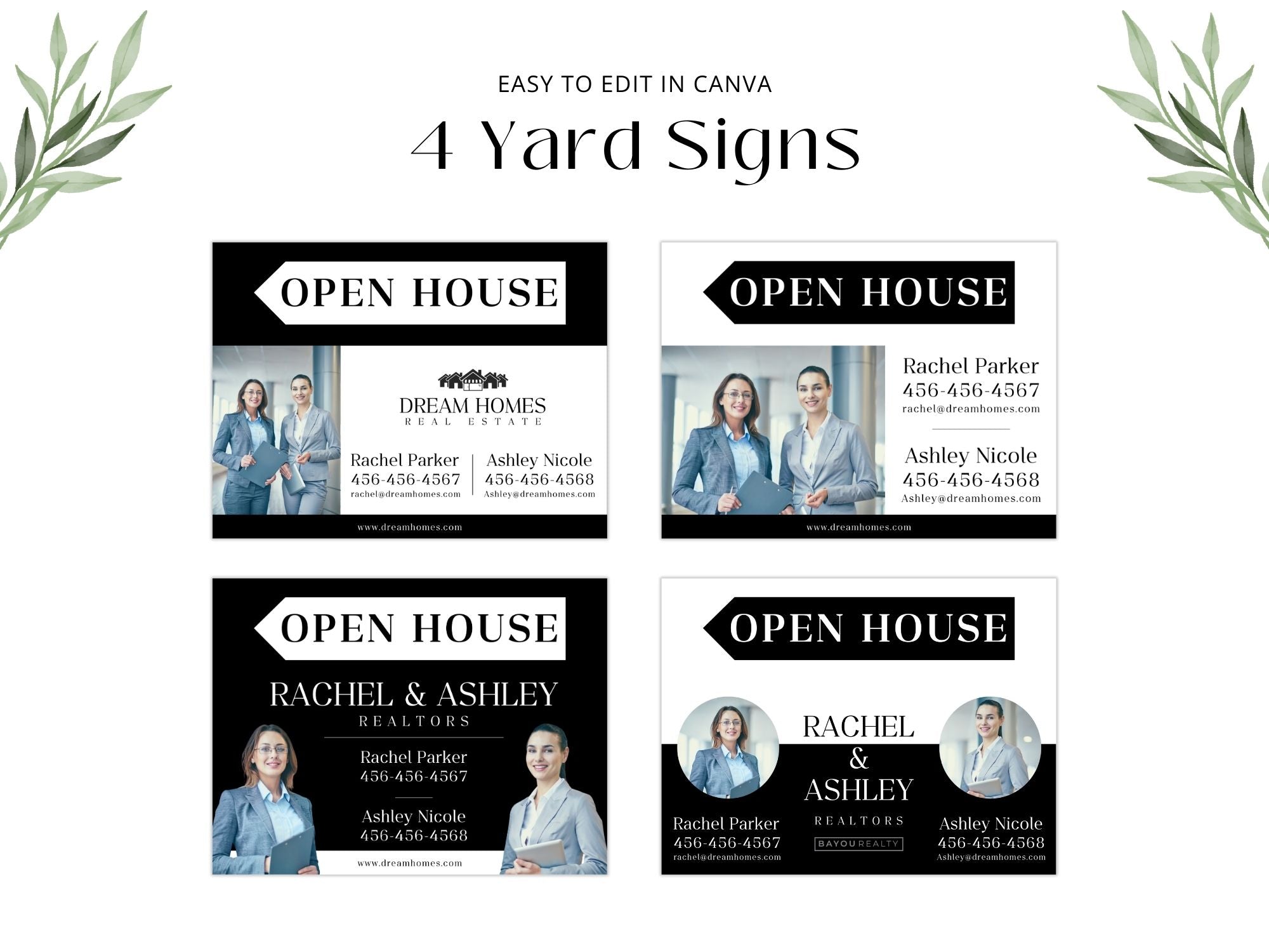 Black Multiple Agents Open House Sign (18 x 24)- Sleek and durable sign for promoting open  houses with multiple agents.