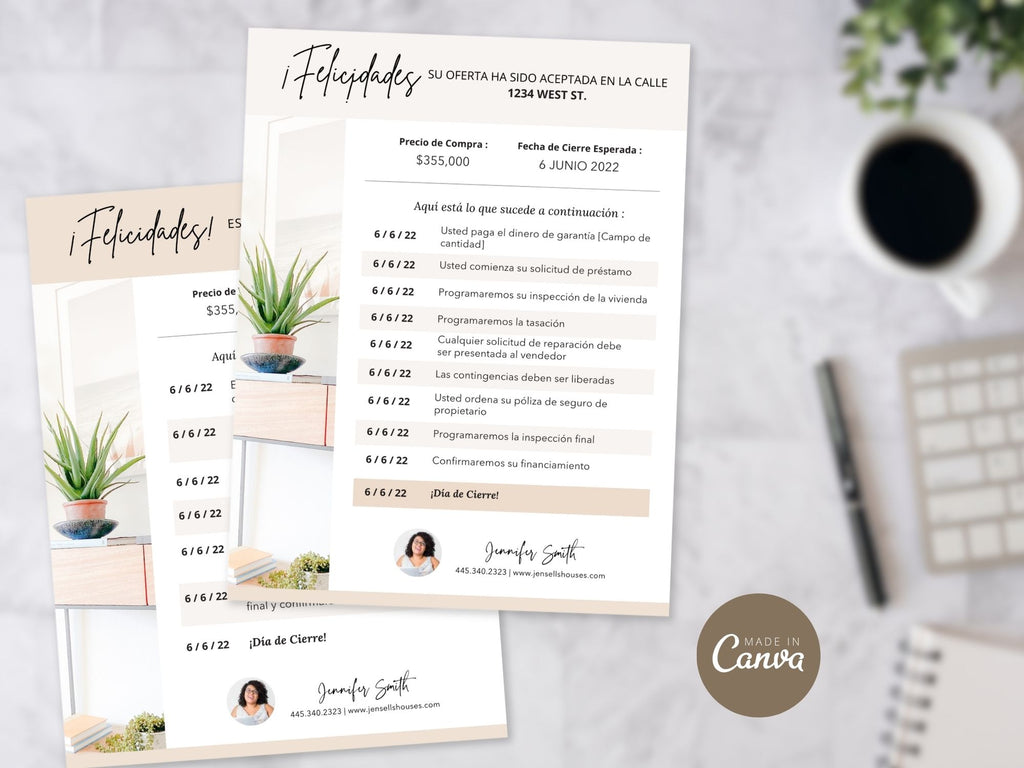 Spanish Buyer and Seller Closing Timeline Duo Bundle - Streamline the closing process for your clients with detailed timelines in Spanish.