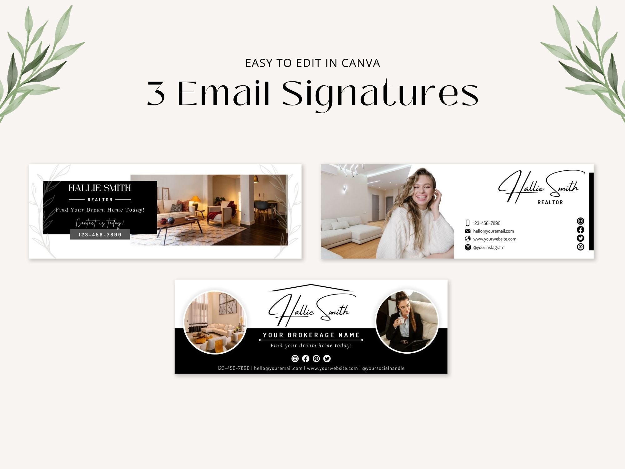 Real Estate Black Email Signature Vol 01 - Sleek and minimalist email signature for real estate professionals.