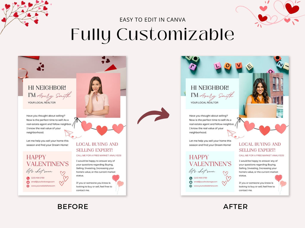 Valentine Hello Neighbor Flyer - Charming real estate flyer with a heartwarming design for local outreach.