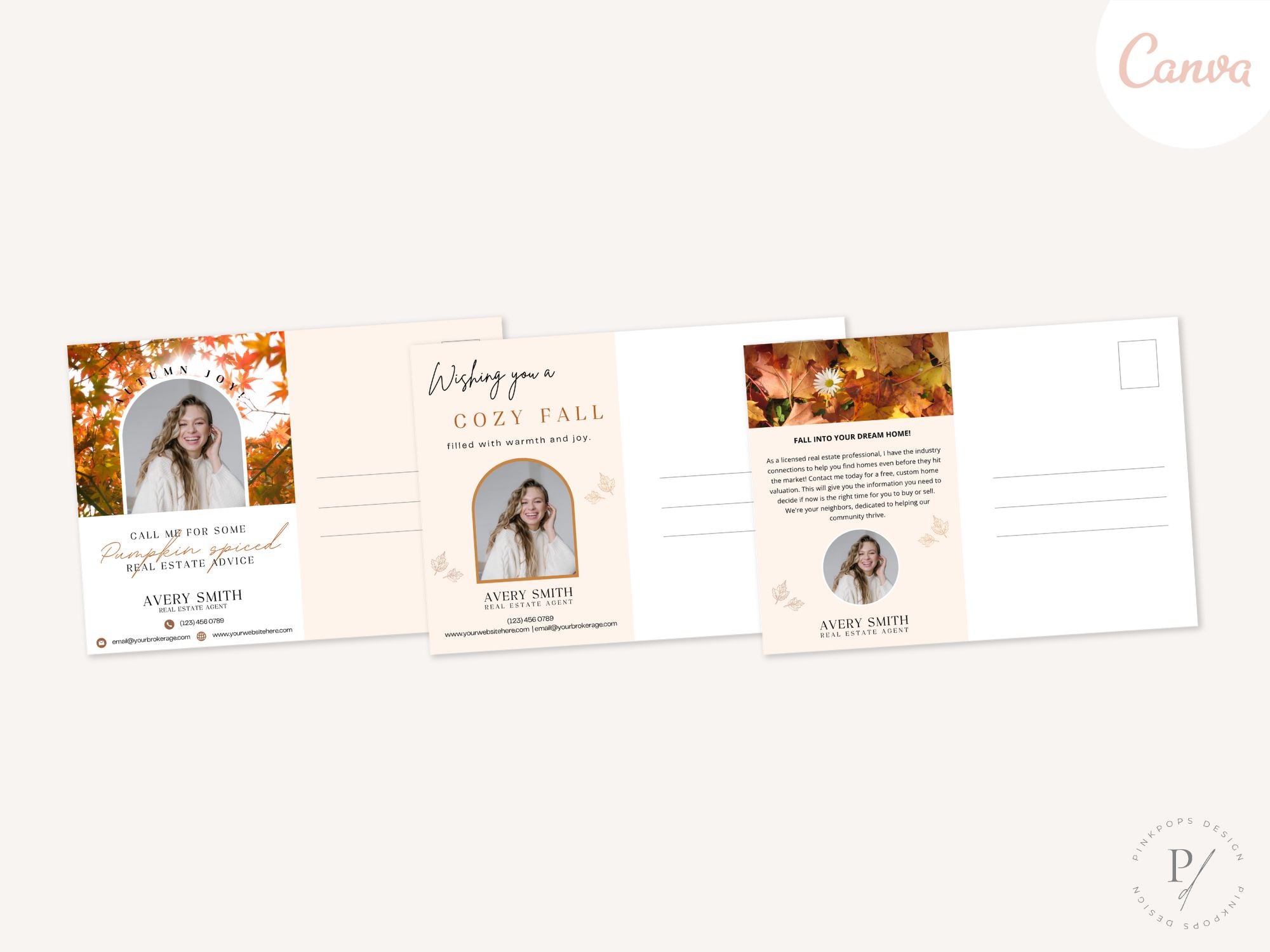 Fall Postcard Bundle Vol 02 - Autumn-themed postcards designed for real estate marketing.