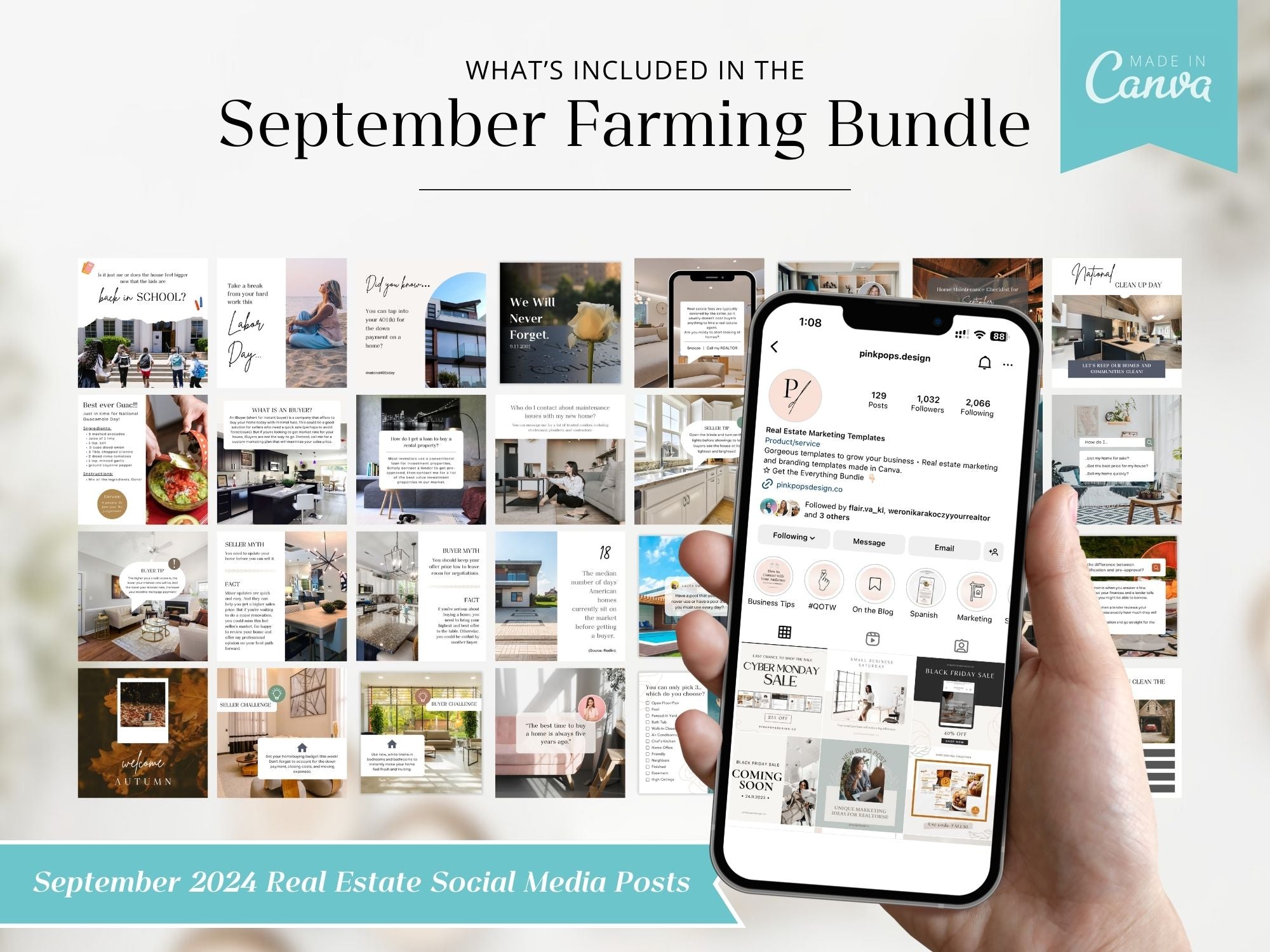 September Real Estate Farming Bundle featuring postcards, newsletters, and marketing materials for effective realtor farming.