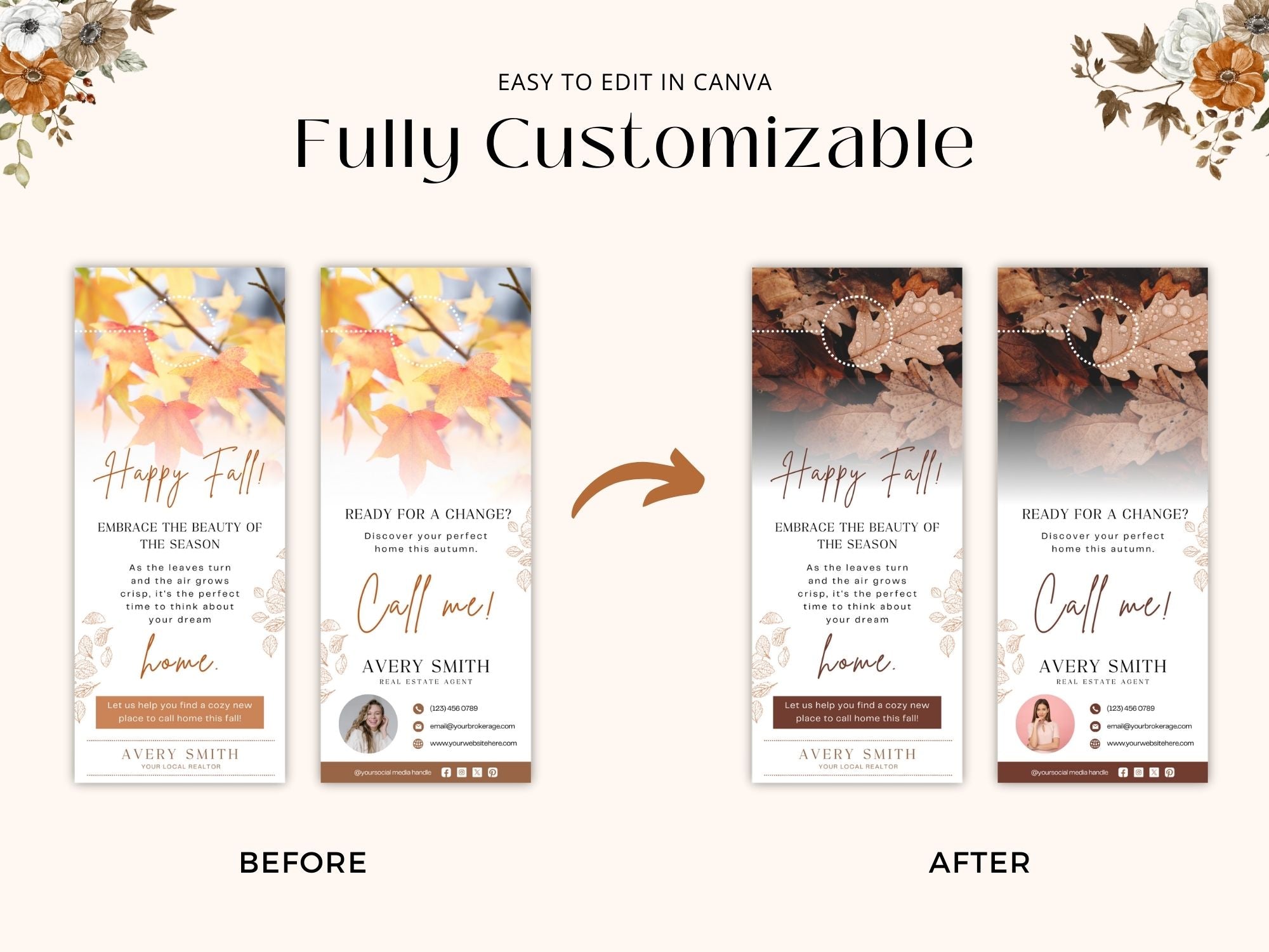 Fall Door Hangers Vol 02 - Vibrant and seasonal door hangers for fall-themed marketing.