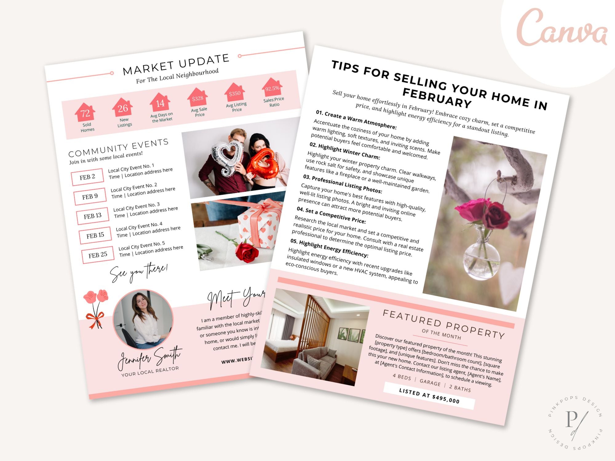 Minimal February Newsletter 2024 - Professionally designed real estate newsletter template with a clean and modern aesthetic.