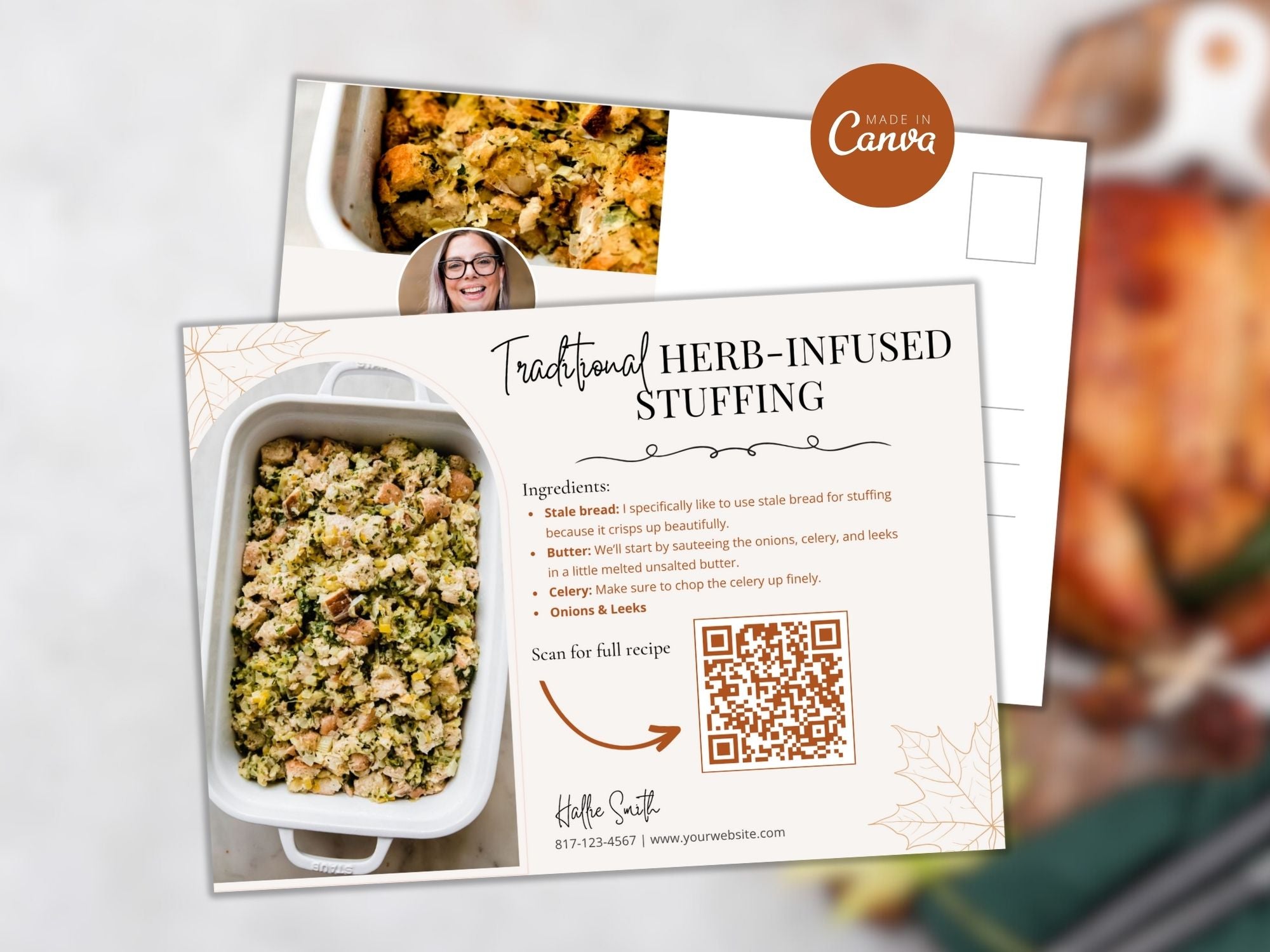 Real Estate Thanksgiving Recipe Postcard Bundle - Delightful bundle combining festive design with mouthwatering recipes for a unique and engaging way to express gratitude and connect with clients during the Thanksgiving season.