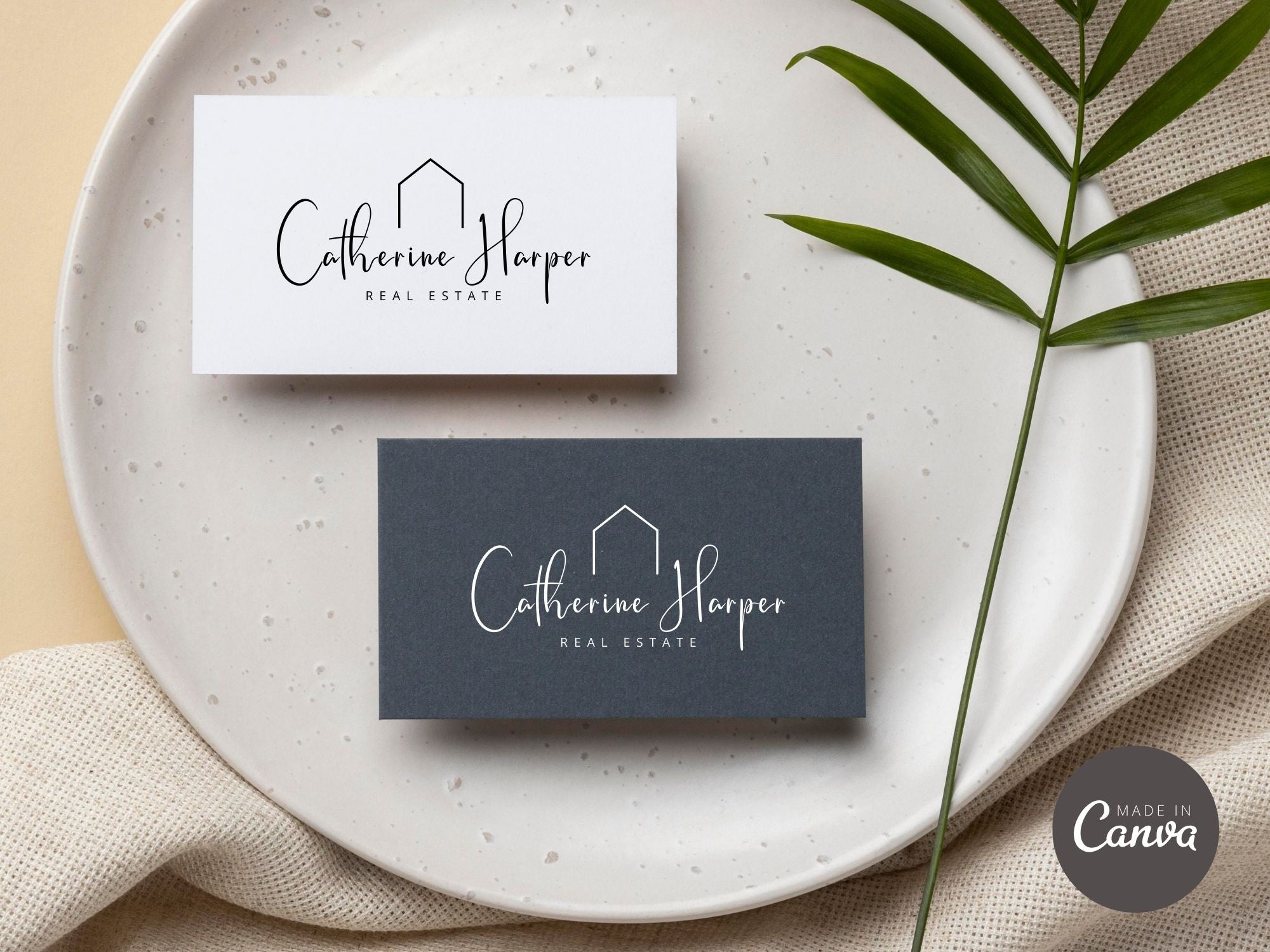 Catherine Harper Black Minimalist Real Estate Logo Template - Sleek and minimal black logo designed for real estate professionals.