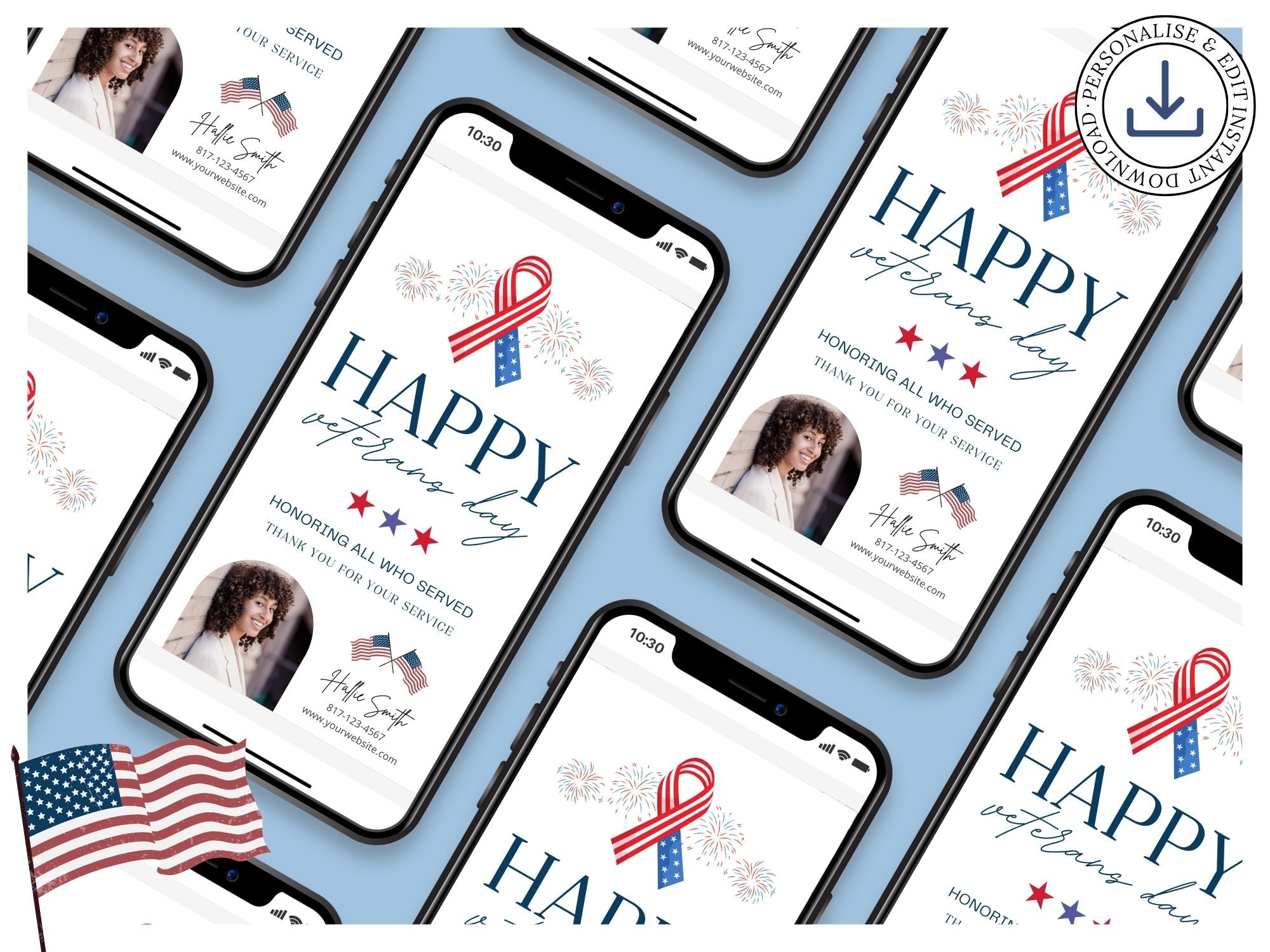 Real Estate Veterans Day Digital Card - Virtual expression of gratitude and appreciation for veterans' service, creating a meaningful connection in real estate digital outreach