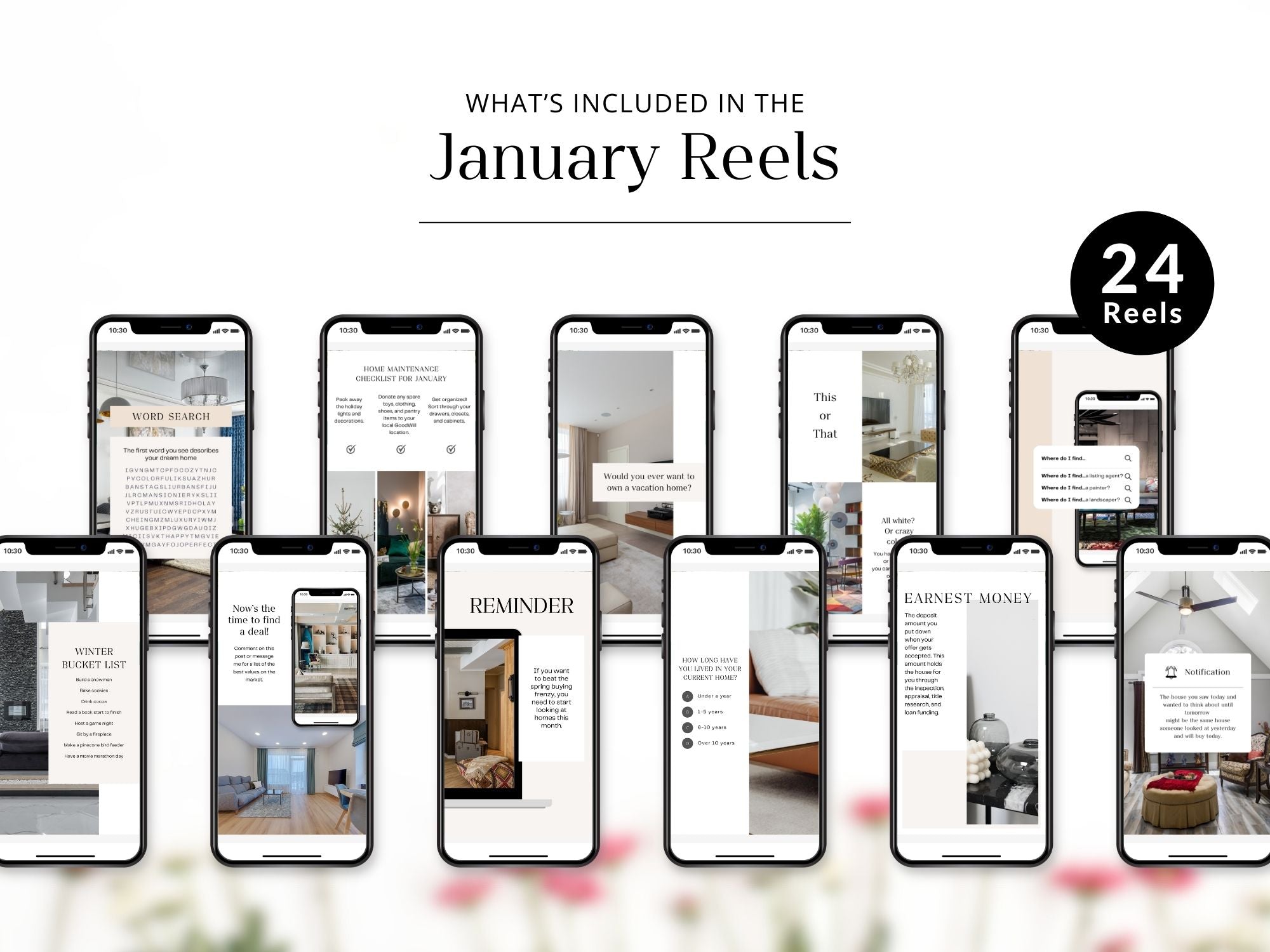 January real estate reels featuring new year housing tips and market updates for Realtors.
