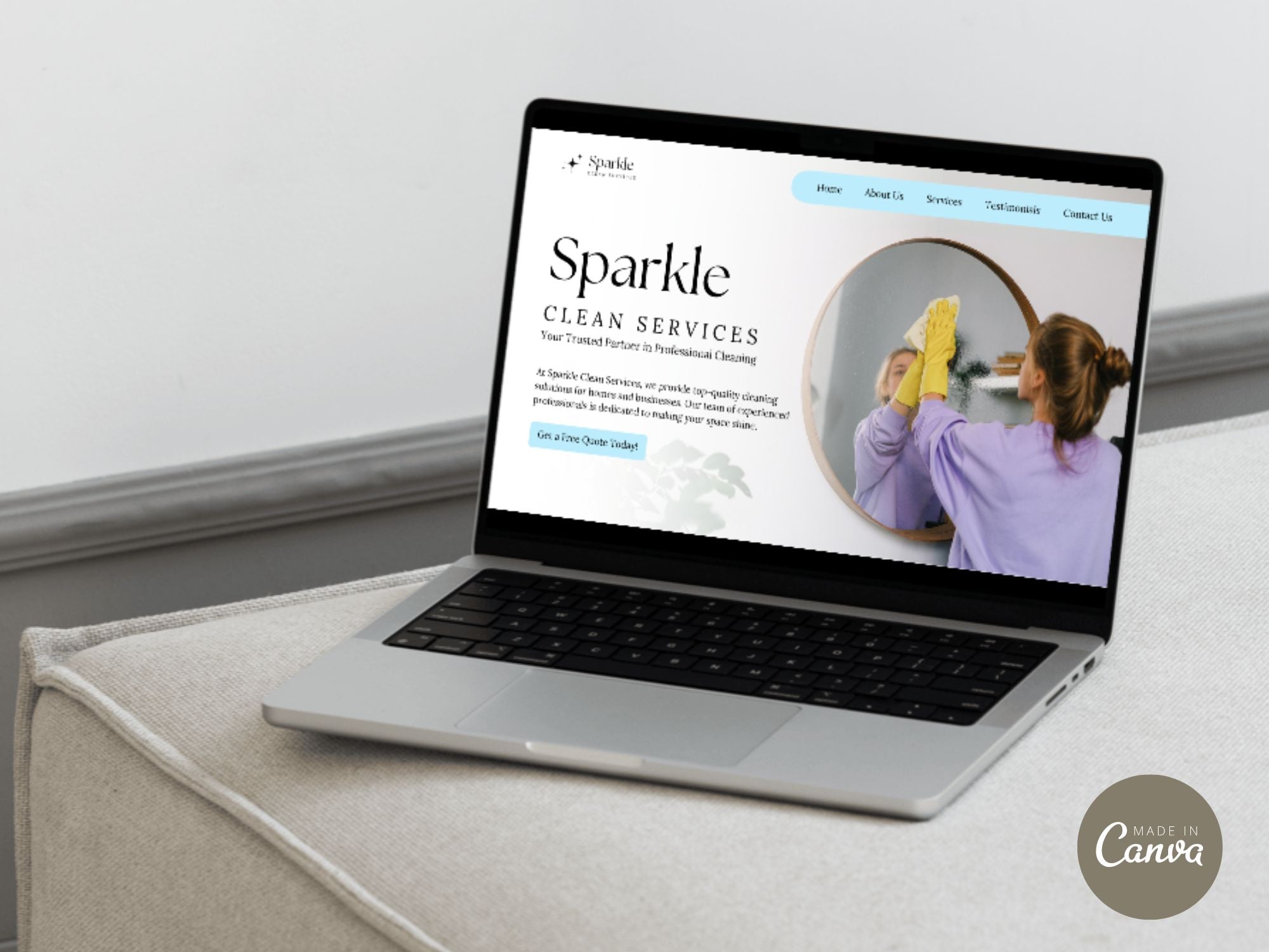 Sparkle Cleaning Service Canva Site - User-friendly template for showcasing cleaning services.