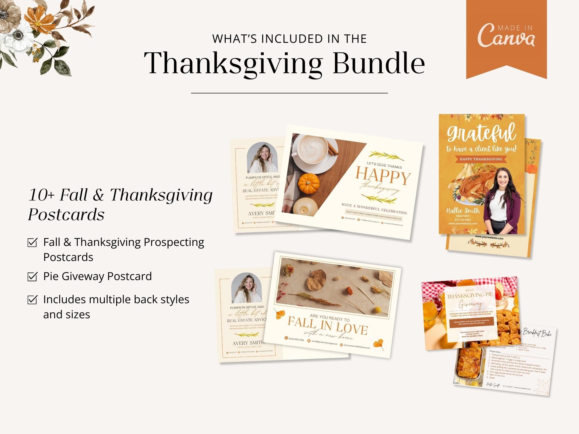 Real Estate Thanksgiving Bundle - Comprehensive collection of eye-catching designs for expressing gratitude and boosting your real estate marketing this Thanksgiving.